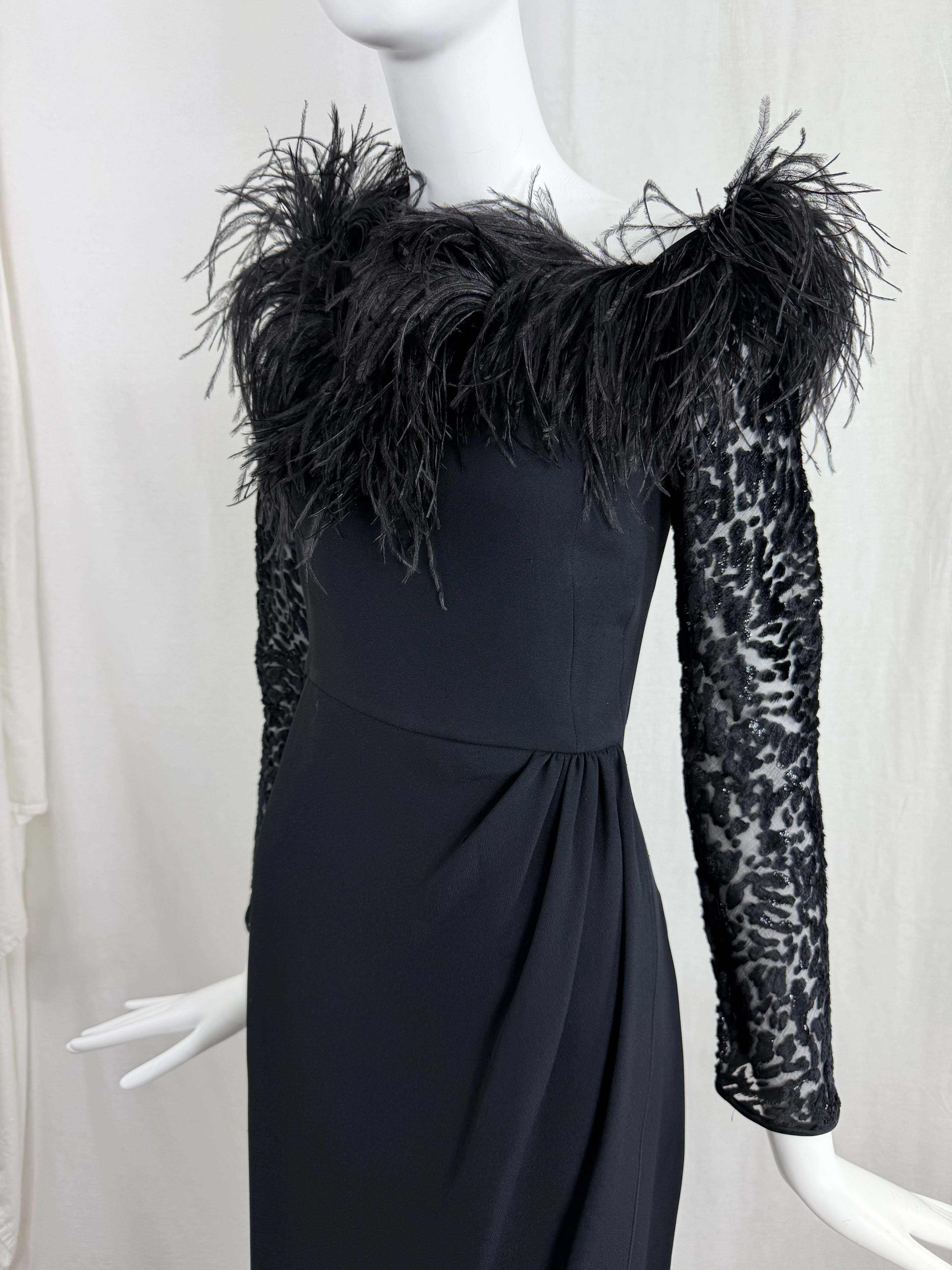 80's VALENTINO Ostrich Feather Cocktail Dress