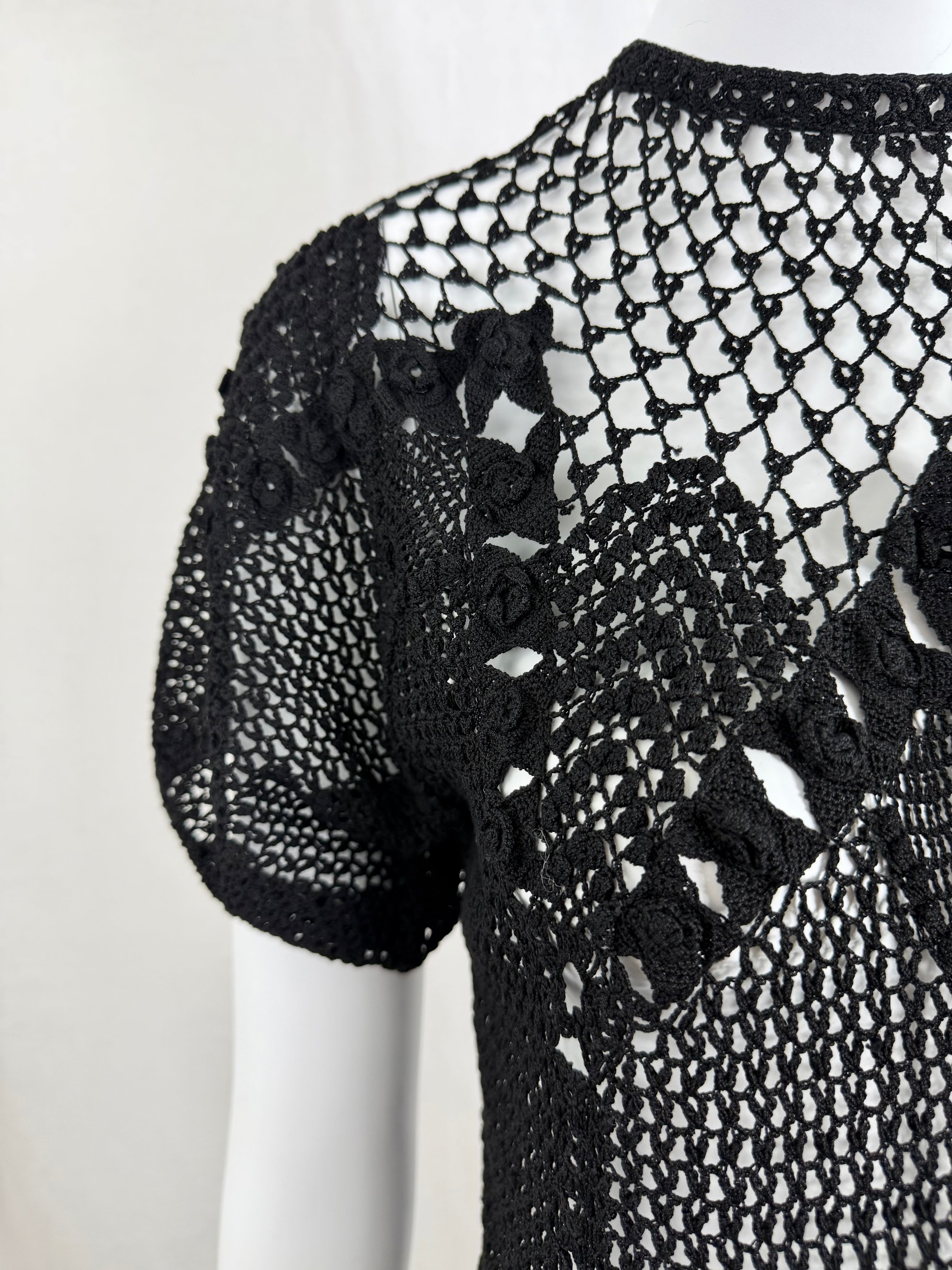 Sheer Black Crochet Lace Dress
