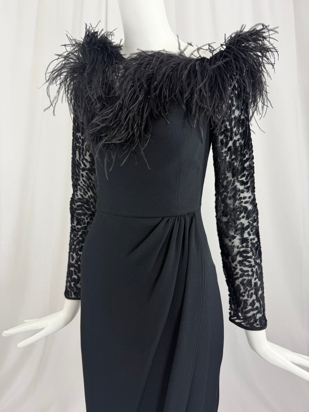 80's VALENTINO Ostrich Feather Cocktail Dress