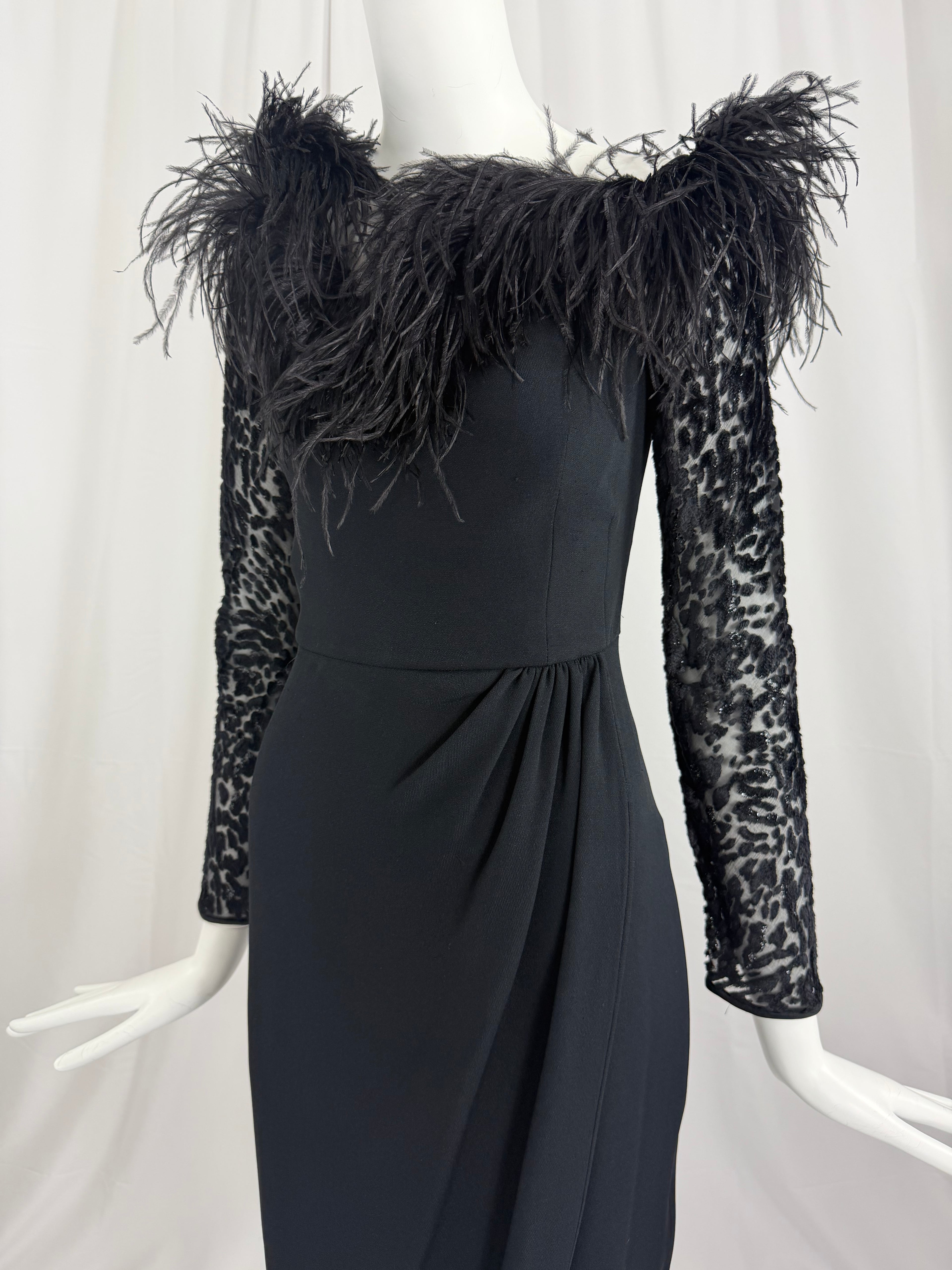80's VALENTINO Ostrich Feather Cocktail Dress