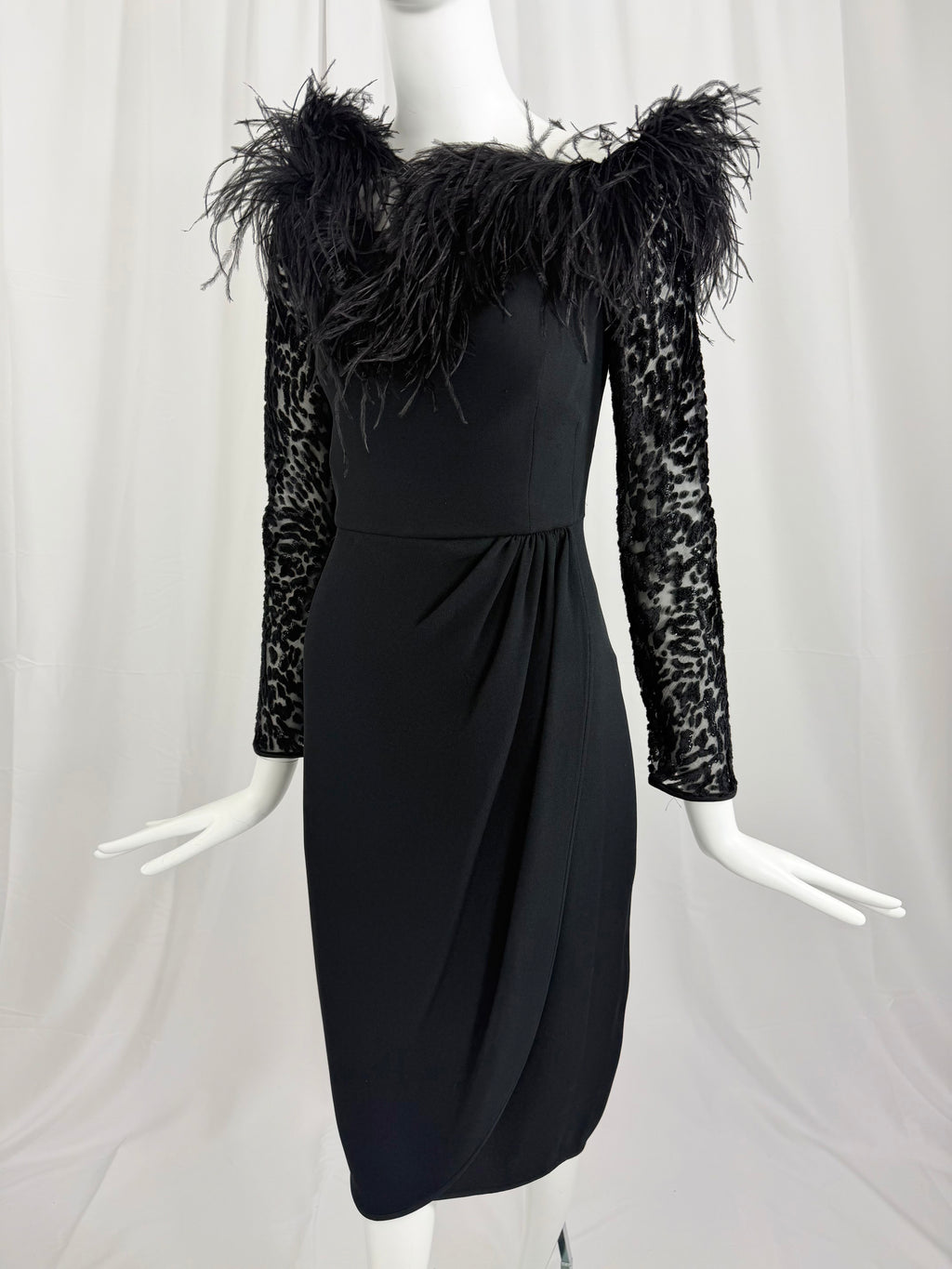 80's VALENTINO Ostrich Feather Cocktail Dress