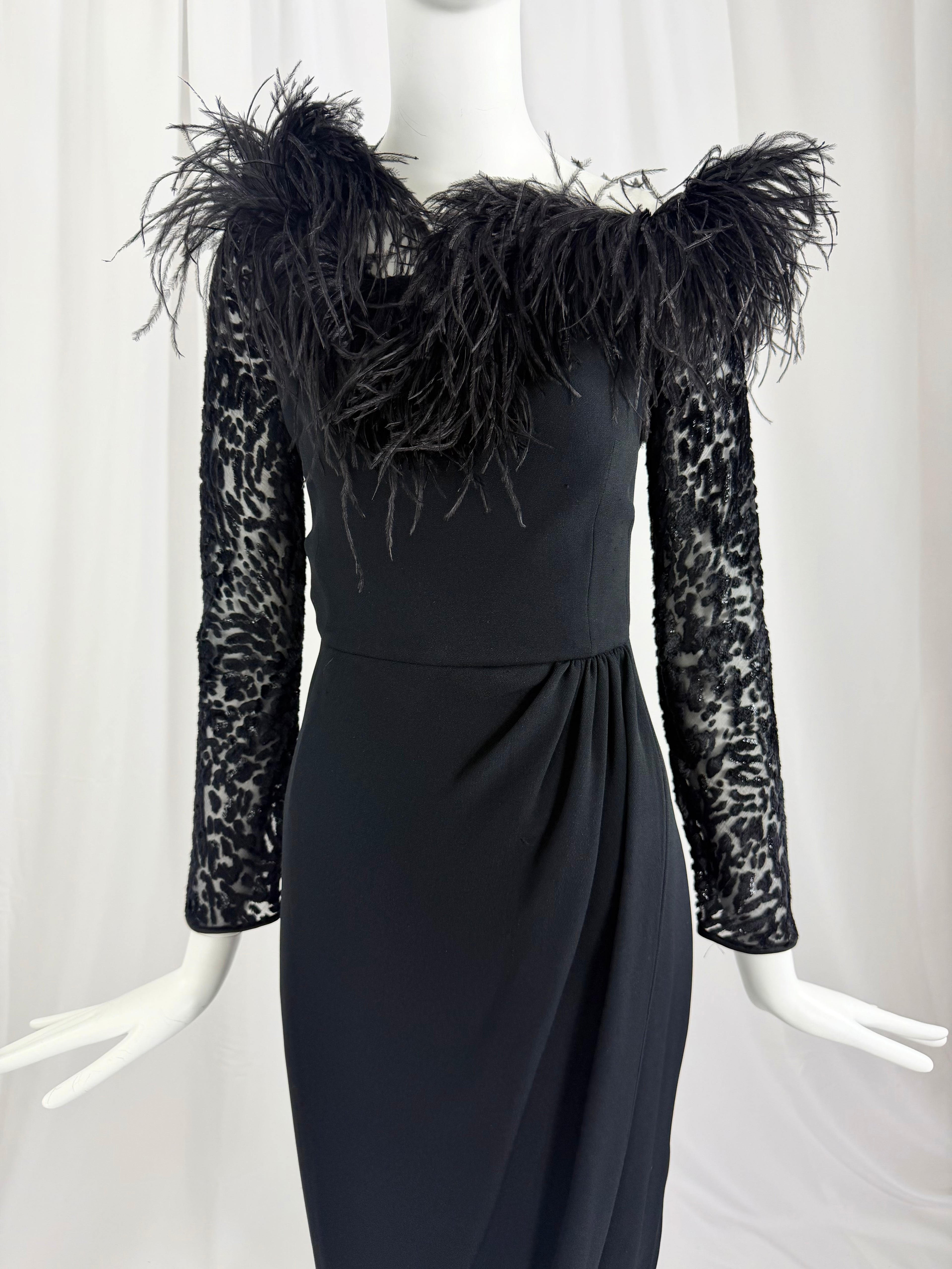 80's VALENTINO Ostrich Feather Cocktail Dress