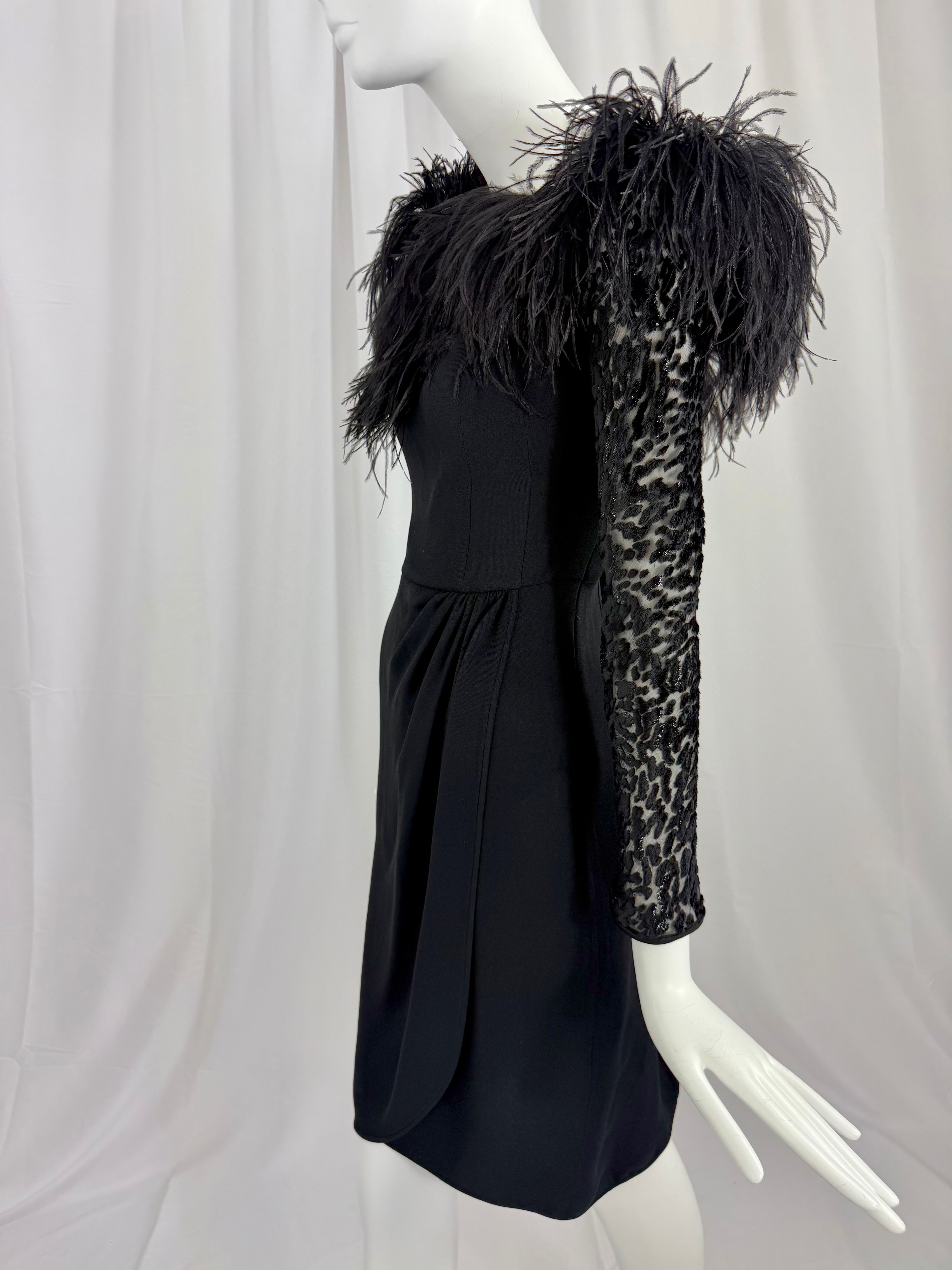 80's VALENTINO Ostrich Feather Cocktail Dress