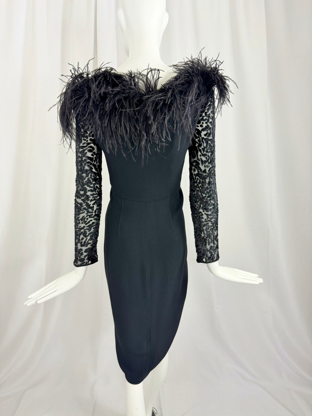 80's VALENTINO Ostrich Feather Cocktail Dress