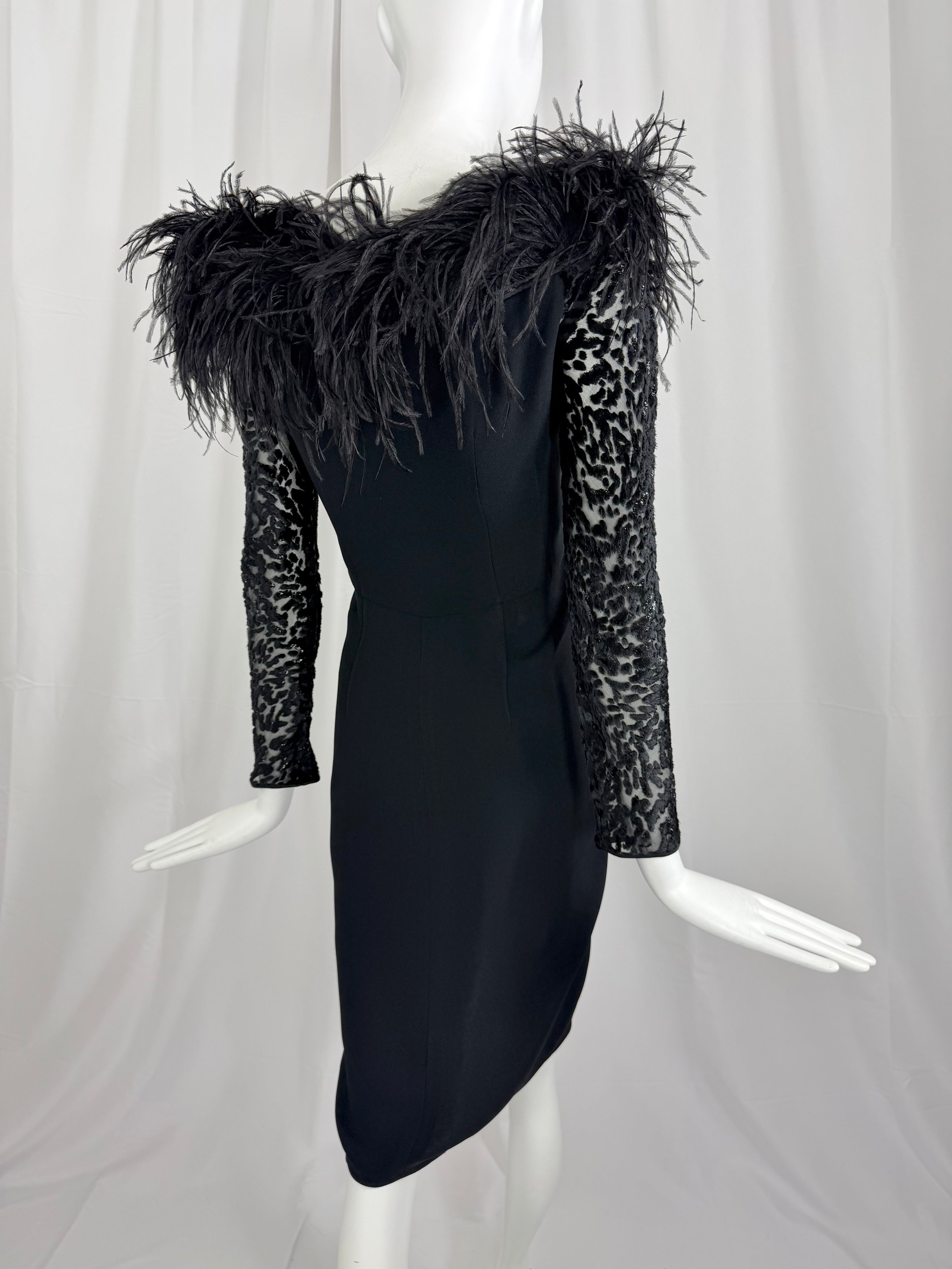 80's VALENTINO Ostrich Feather Cocktail Dress