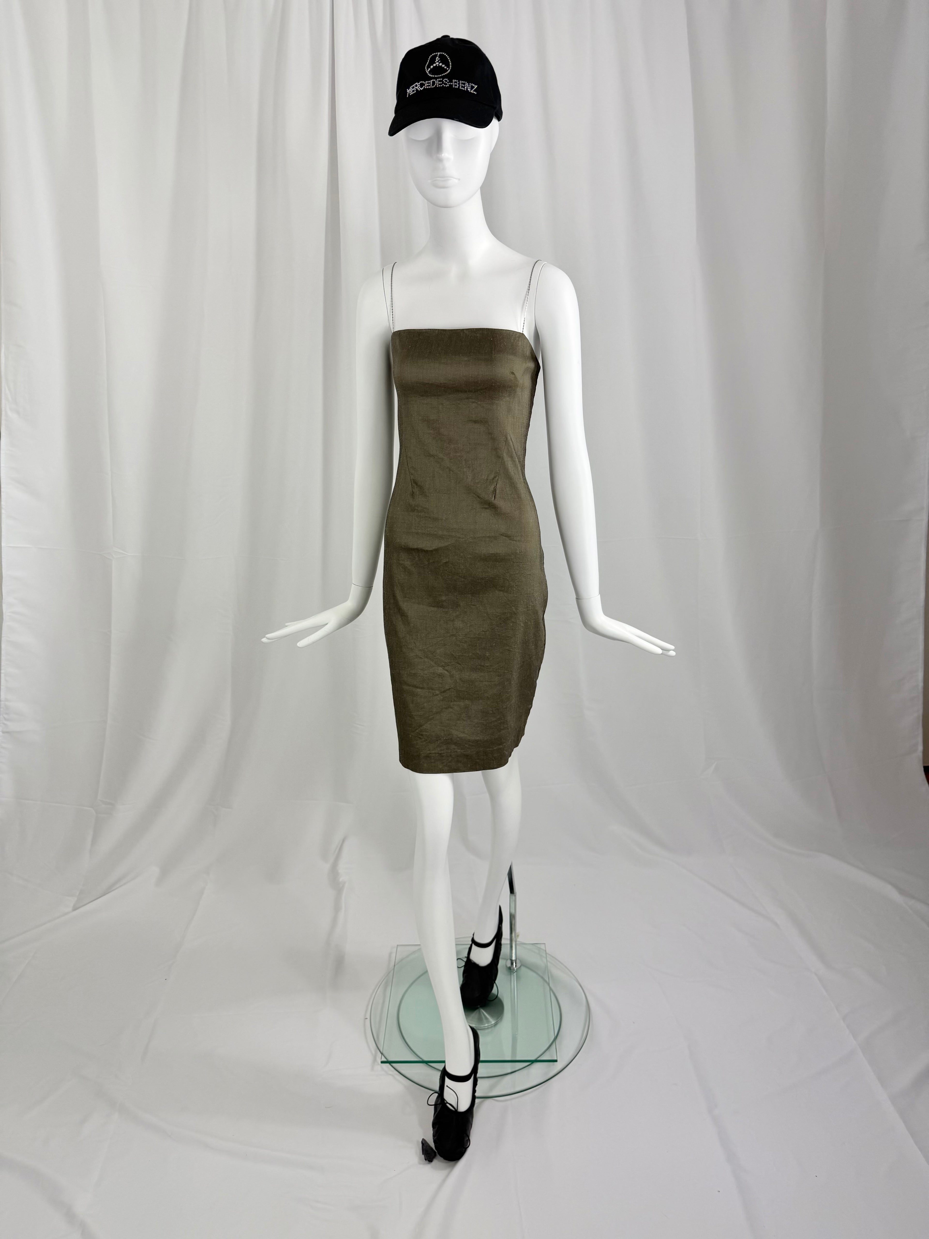 Y2K Stretch Linen Slip Dress