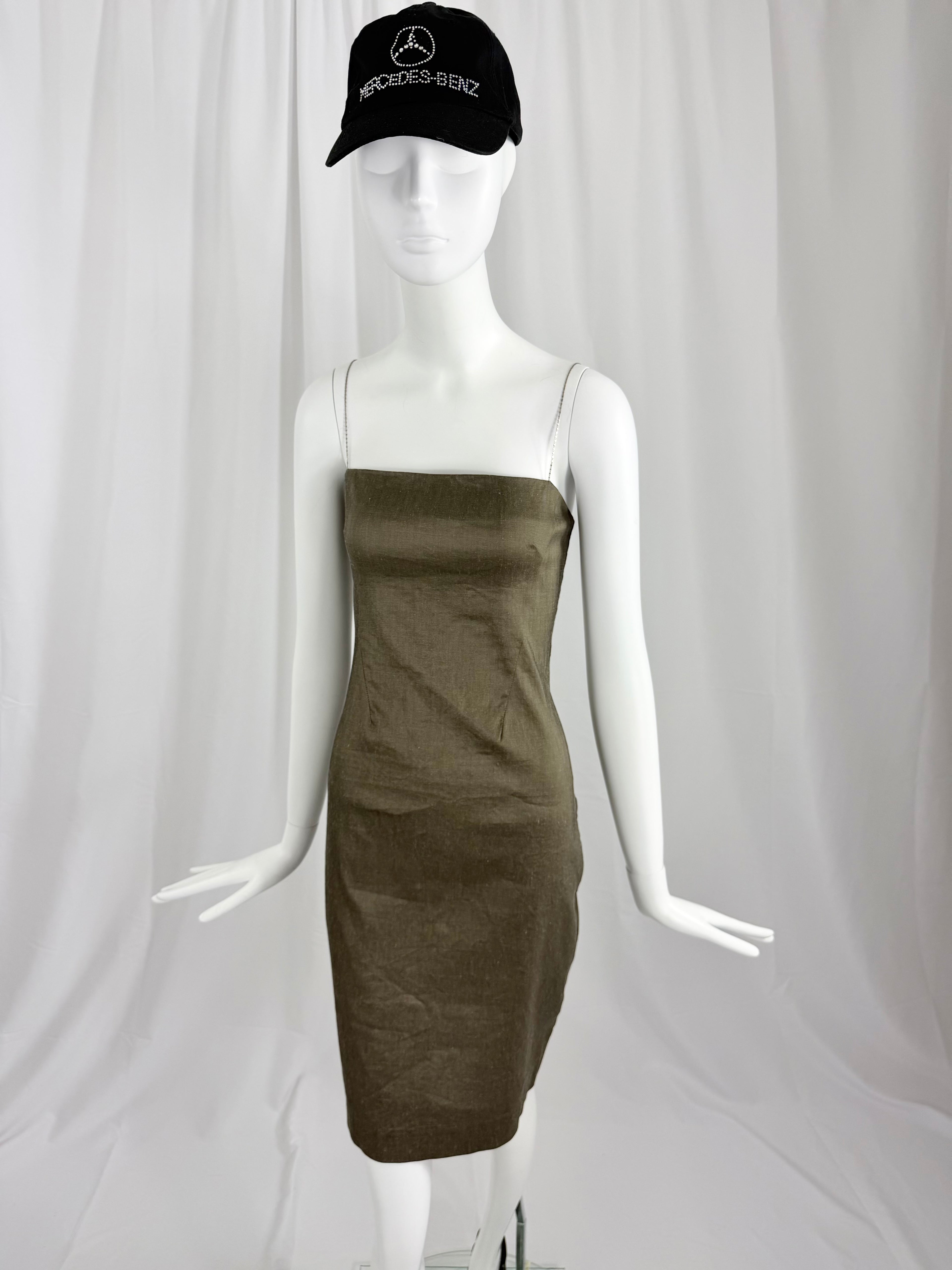 Y2K Stretch Linen Slip Dress