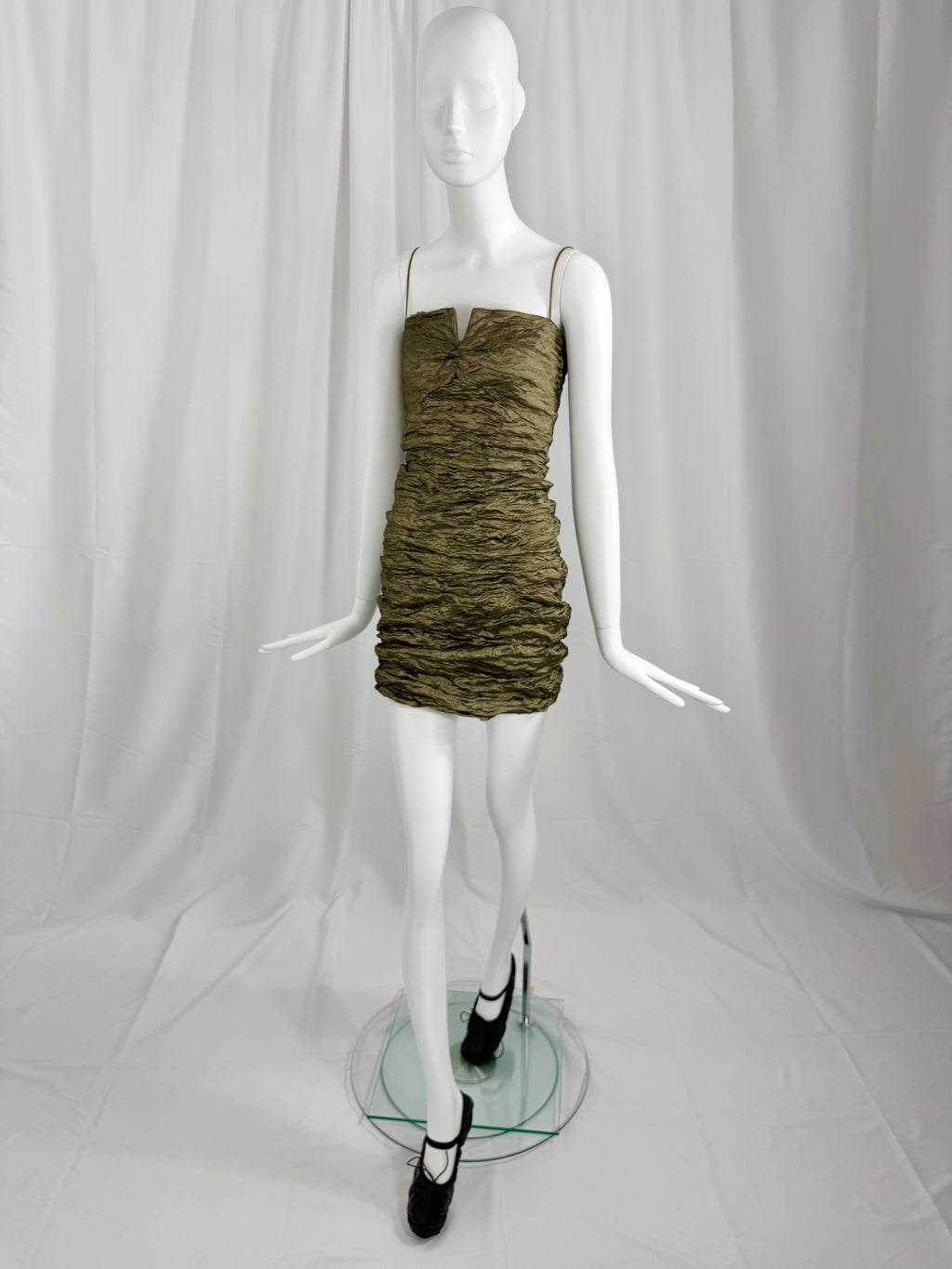 90's NICOLE MILLER Sculptural Crinkle Slip Dress