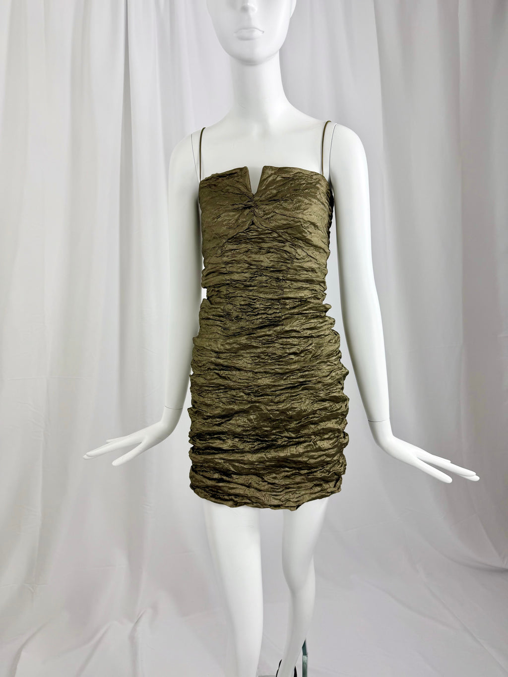 90's NICOLE MILLER Sculptural Crinkle Slip Dress