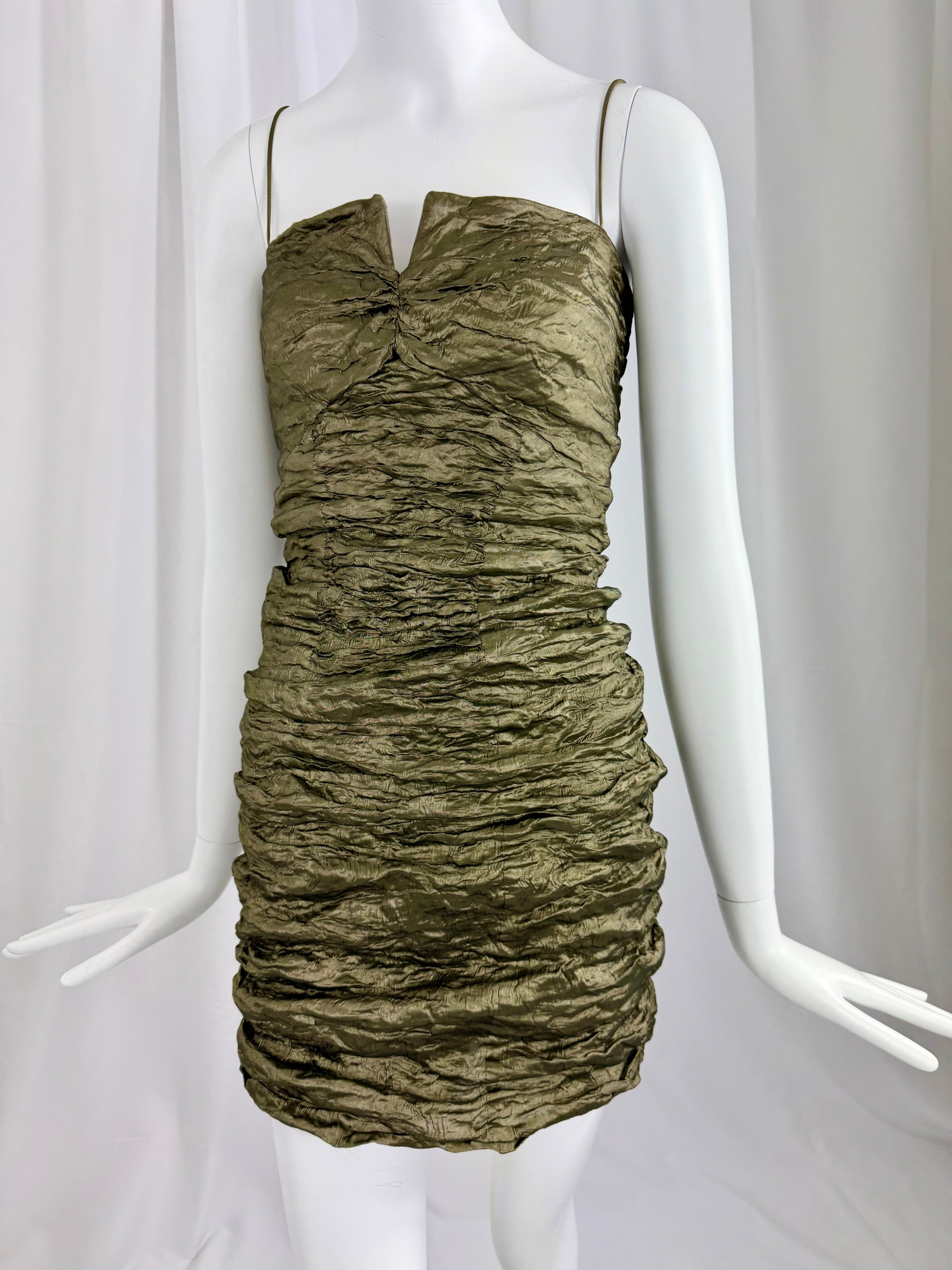90's NICOLE MILLER Sculptural Crinkle Slip Dress