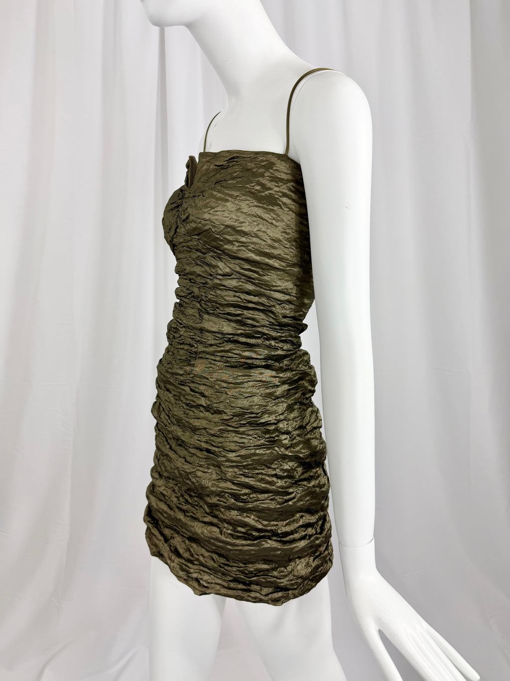 90's NICOLE MILLER Sculptural Crinkle Slip Dress