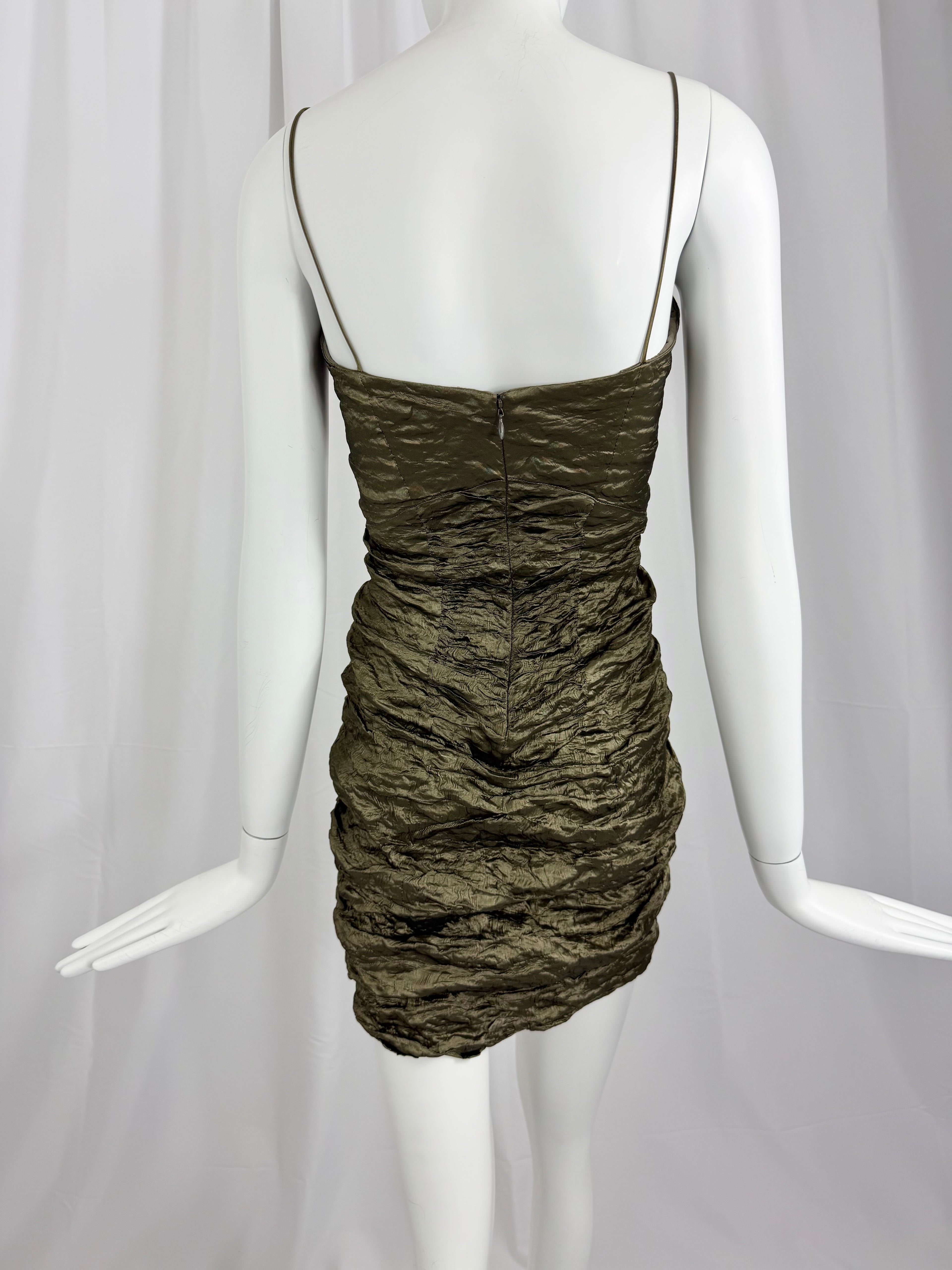 90's NICOLE MILLER Sculptural Crinkle Slip Dress