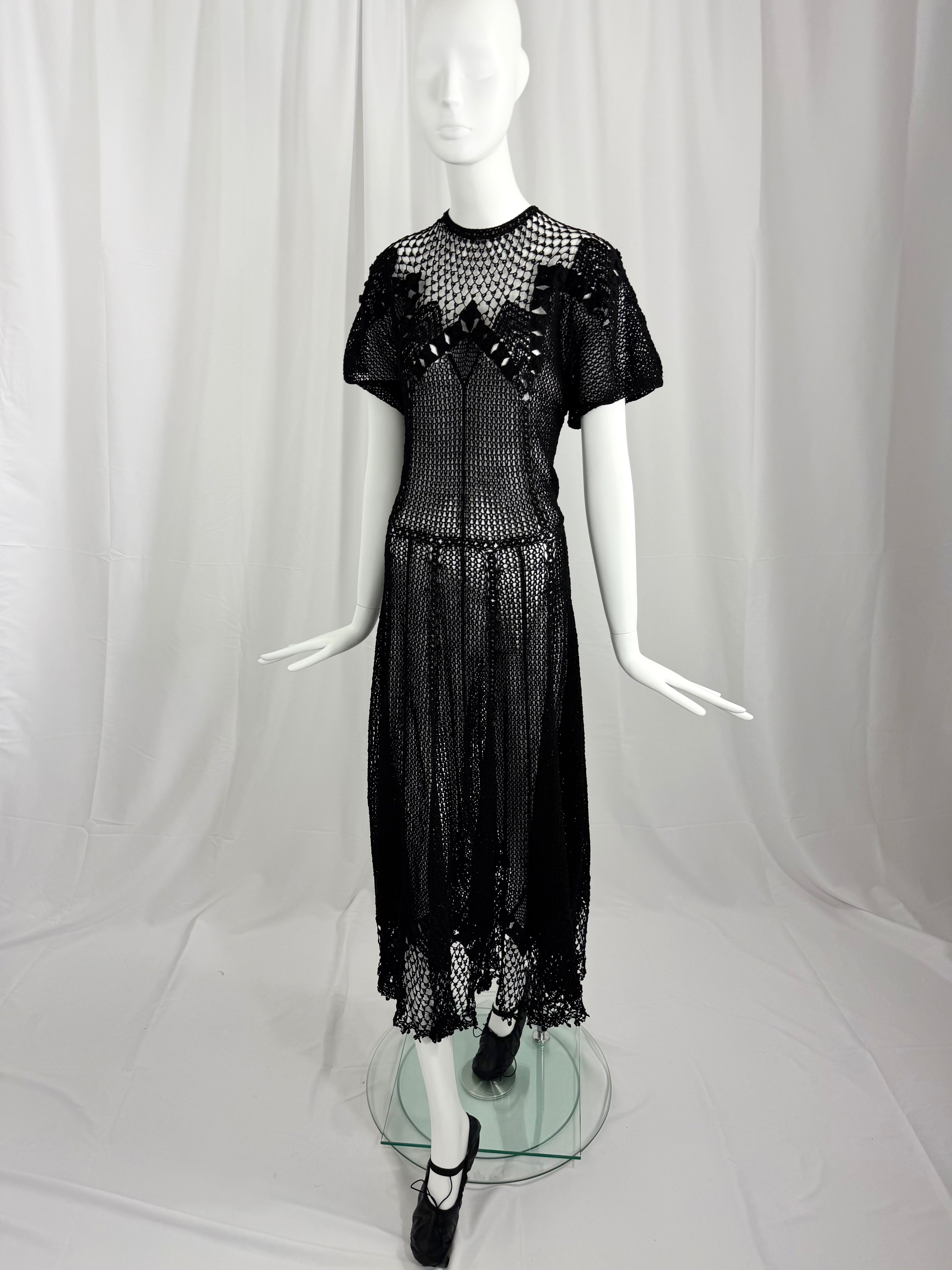 Sheer Black Crochet Lace Dress