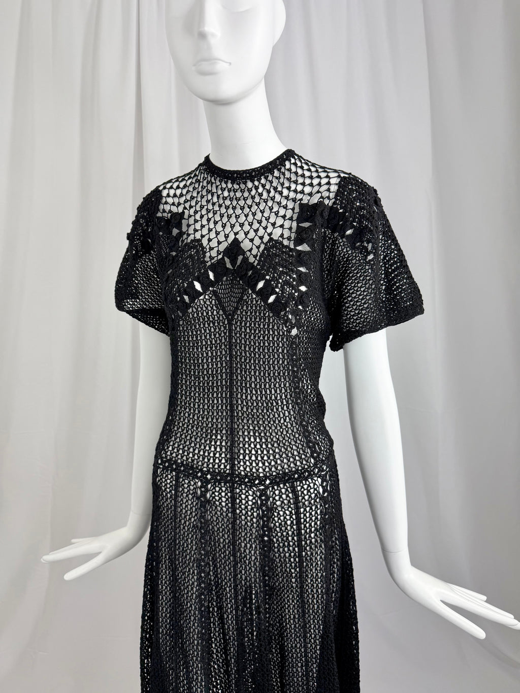 Sheer Black Crochet Lace Dress