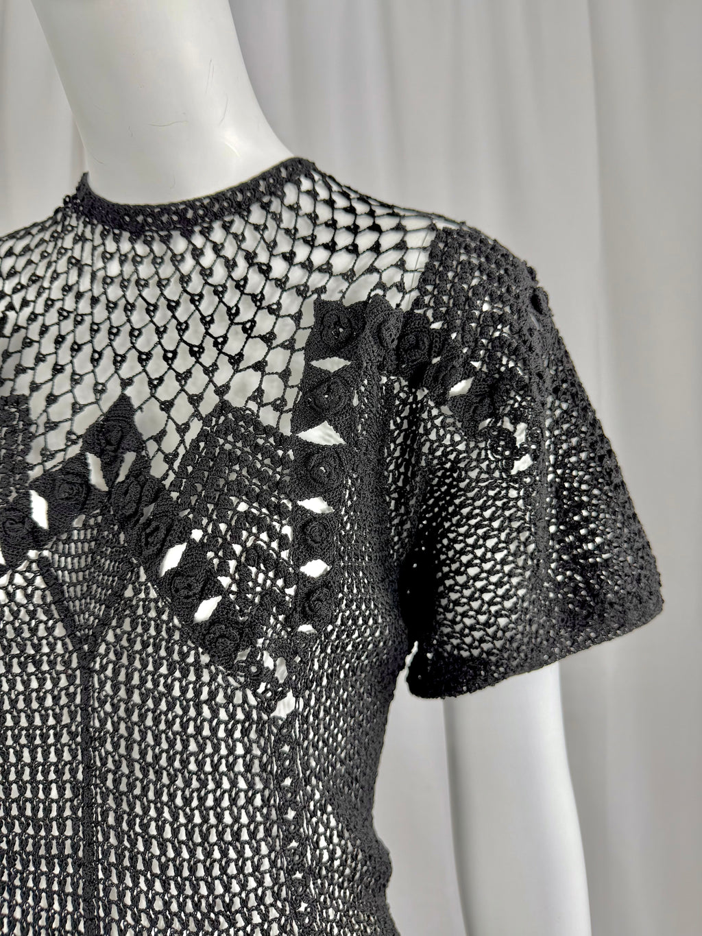 Sheer Black Crochet Lace Dress