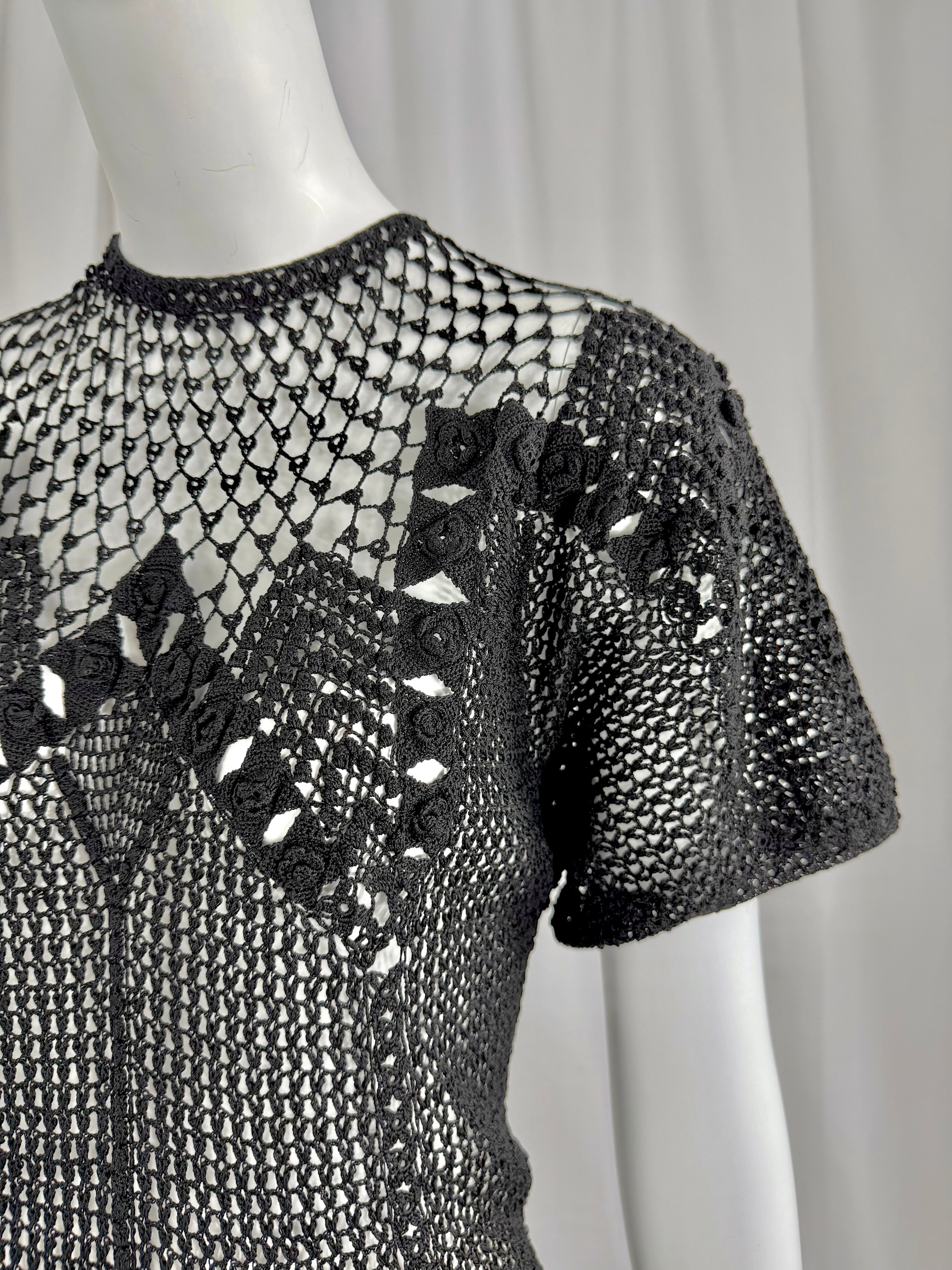 Sheer Black Crochet Lace Dress