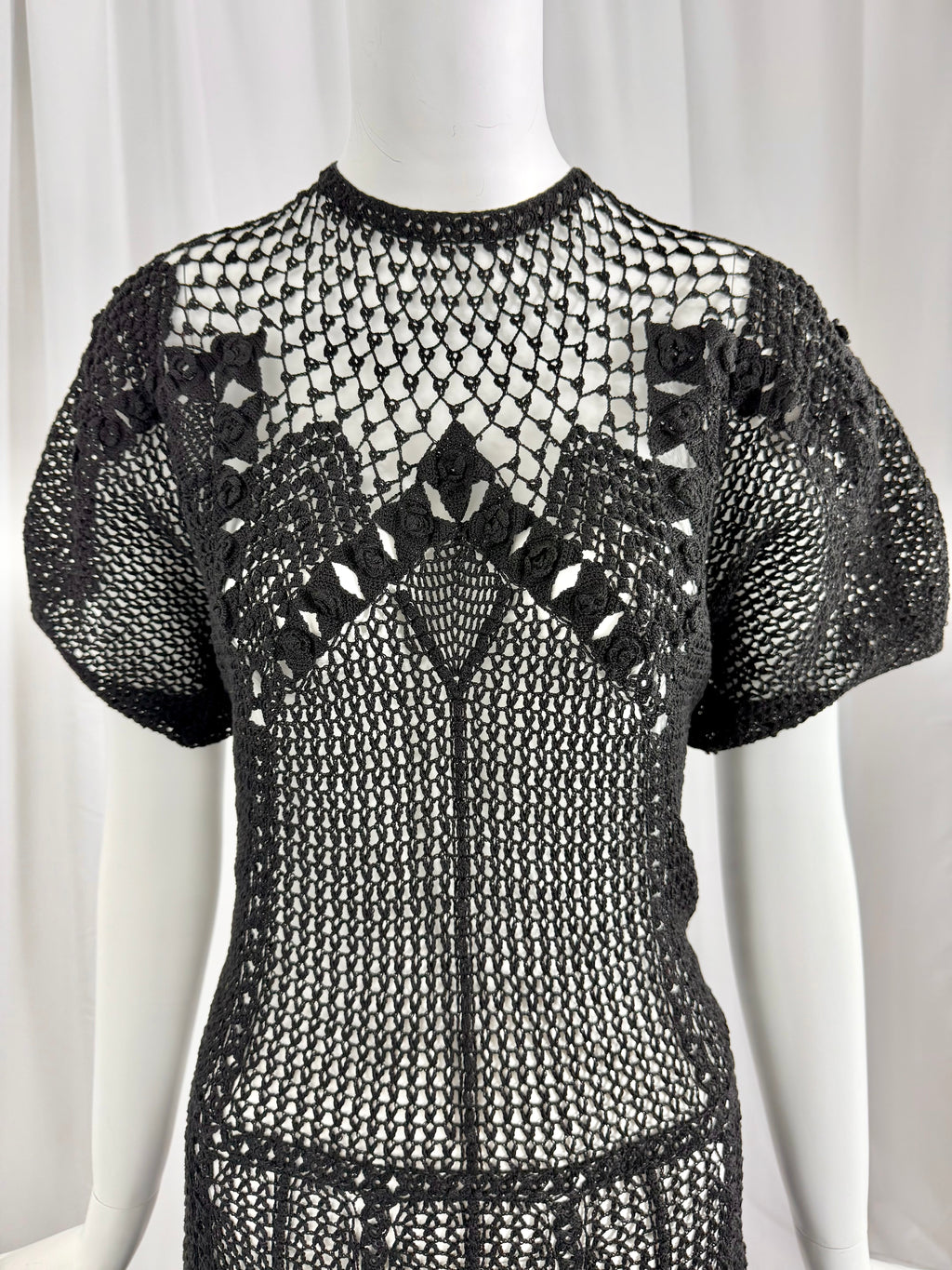 Sheer Black Crochet Lace Dress