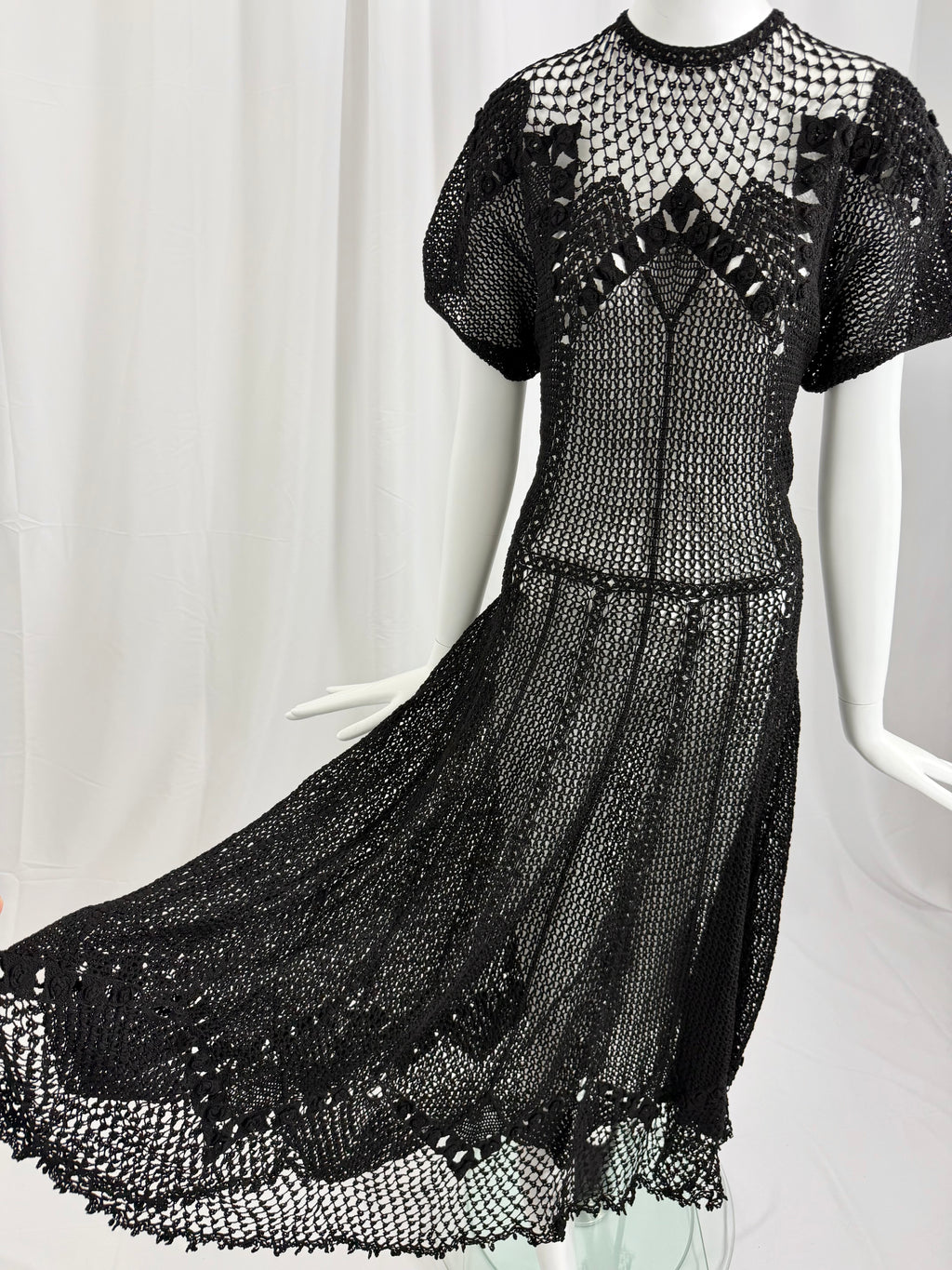 Sheer Black Crochet Lace Dress