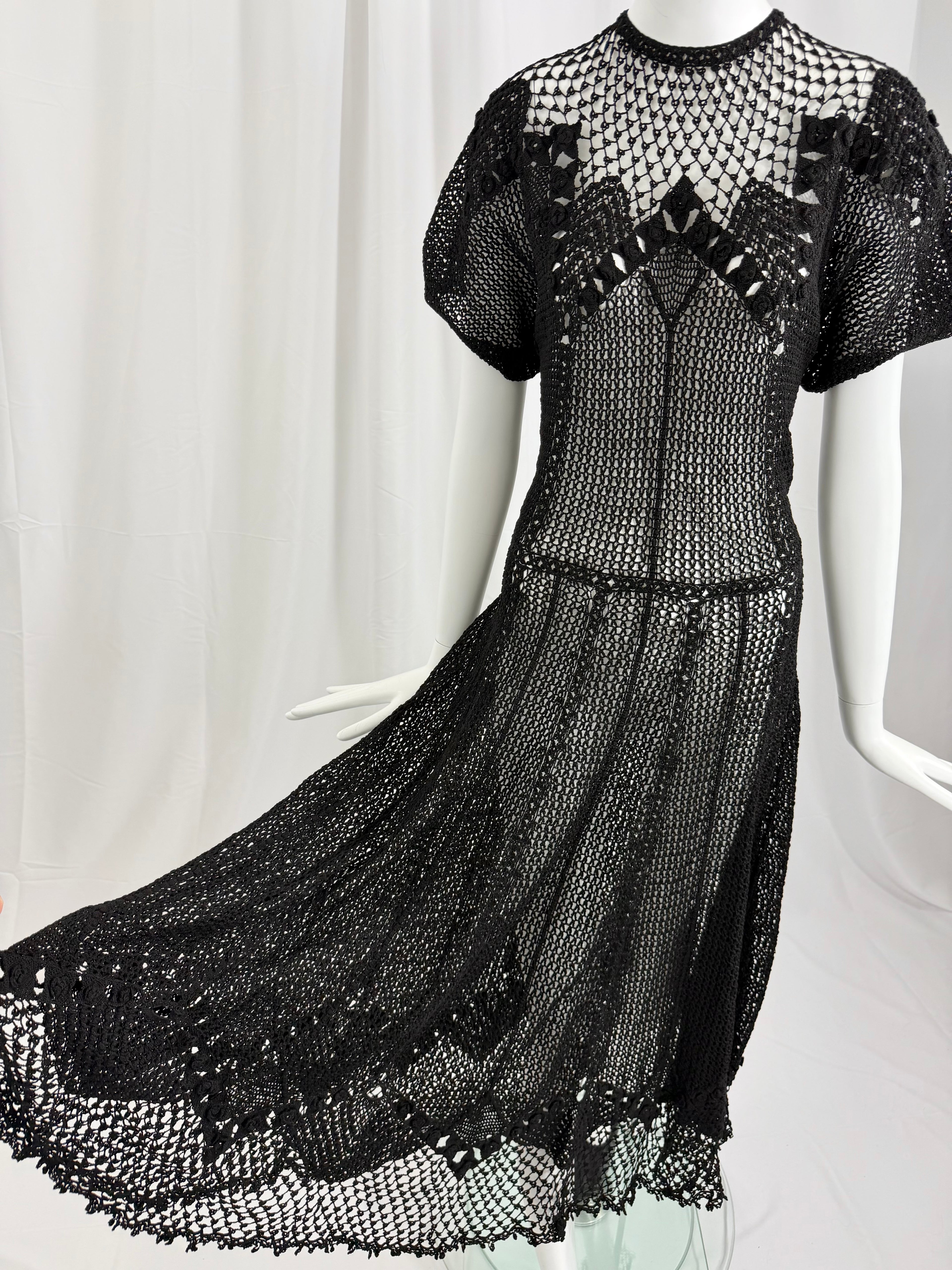 Sheer Black Crochet Lace Dress