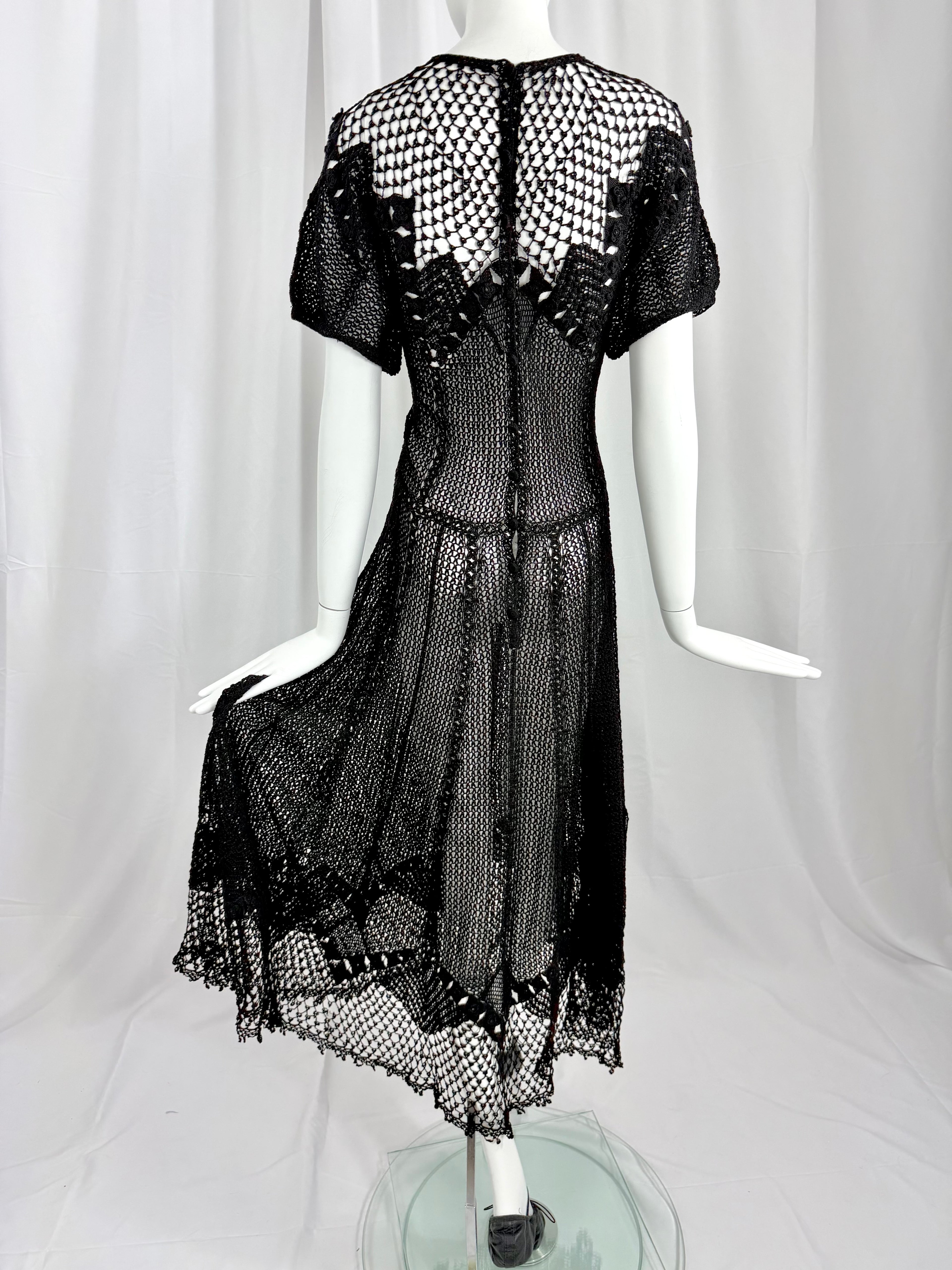 Sheer Black Crochet Lace Dress