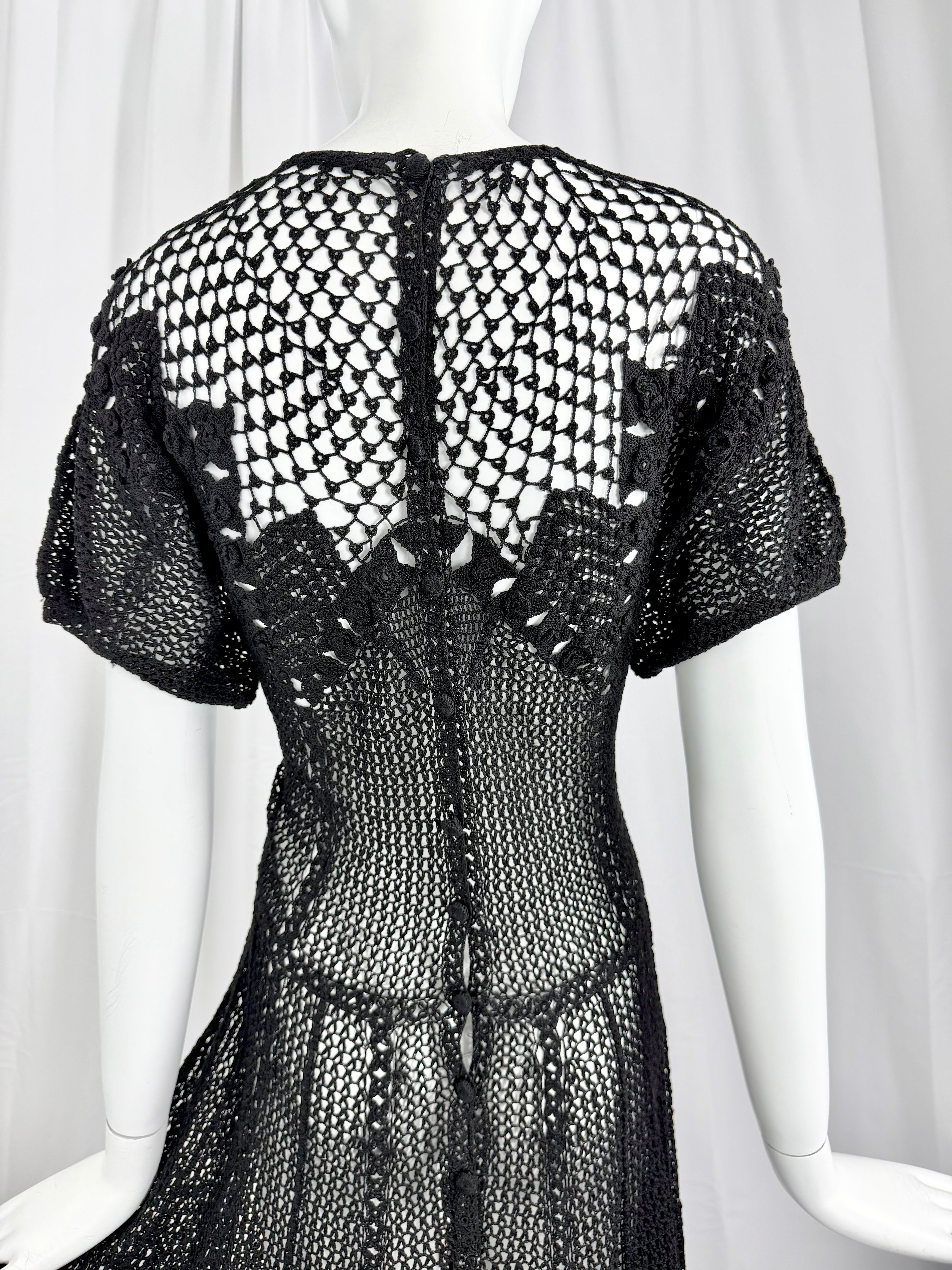 Sheer Black Crochet Lace Dress
