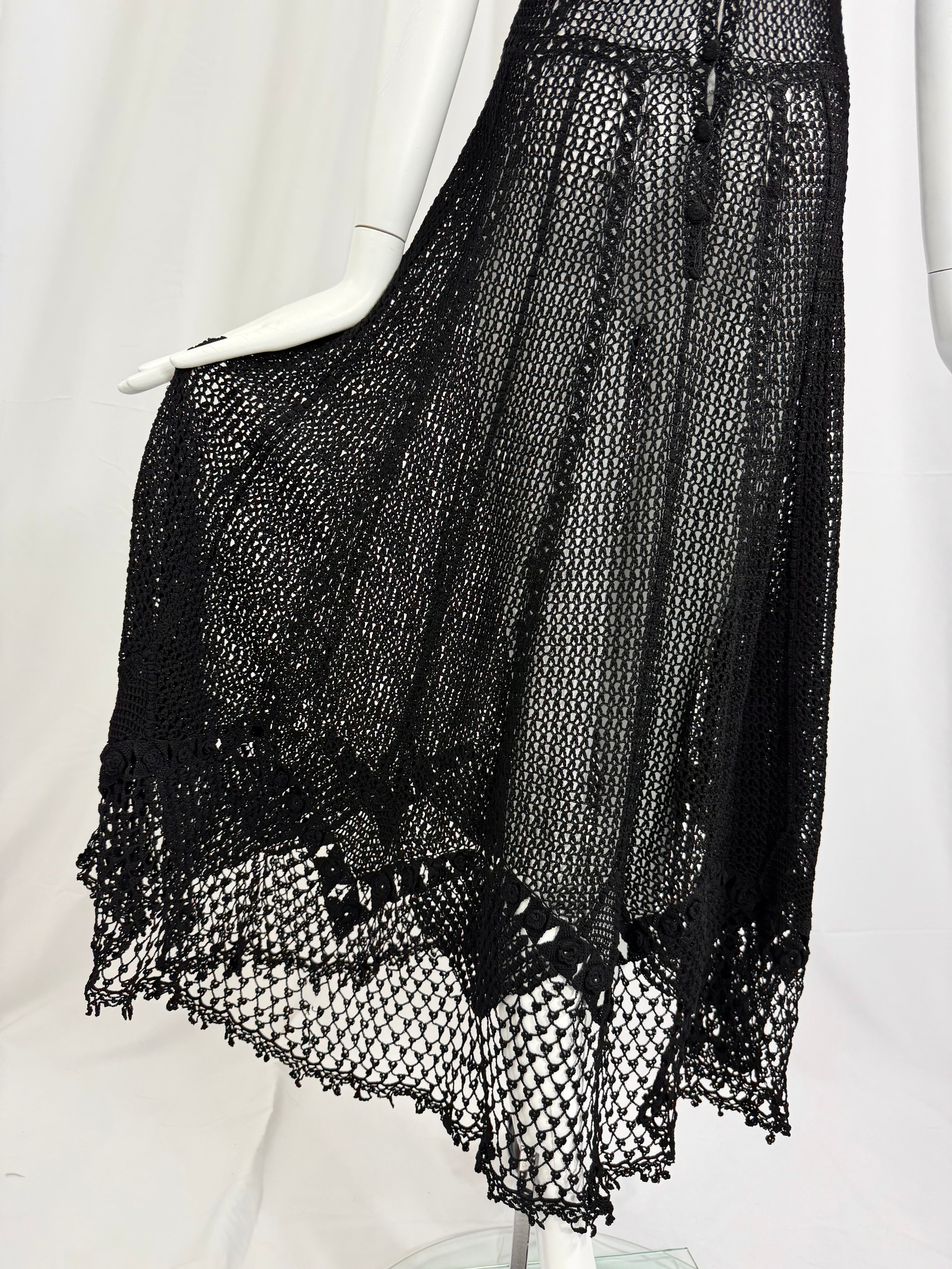 Sheer Black Crochet Lace Dress