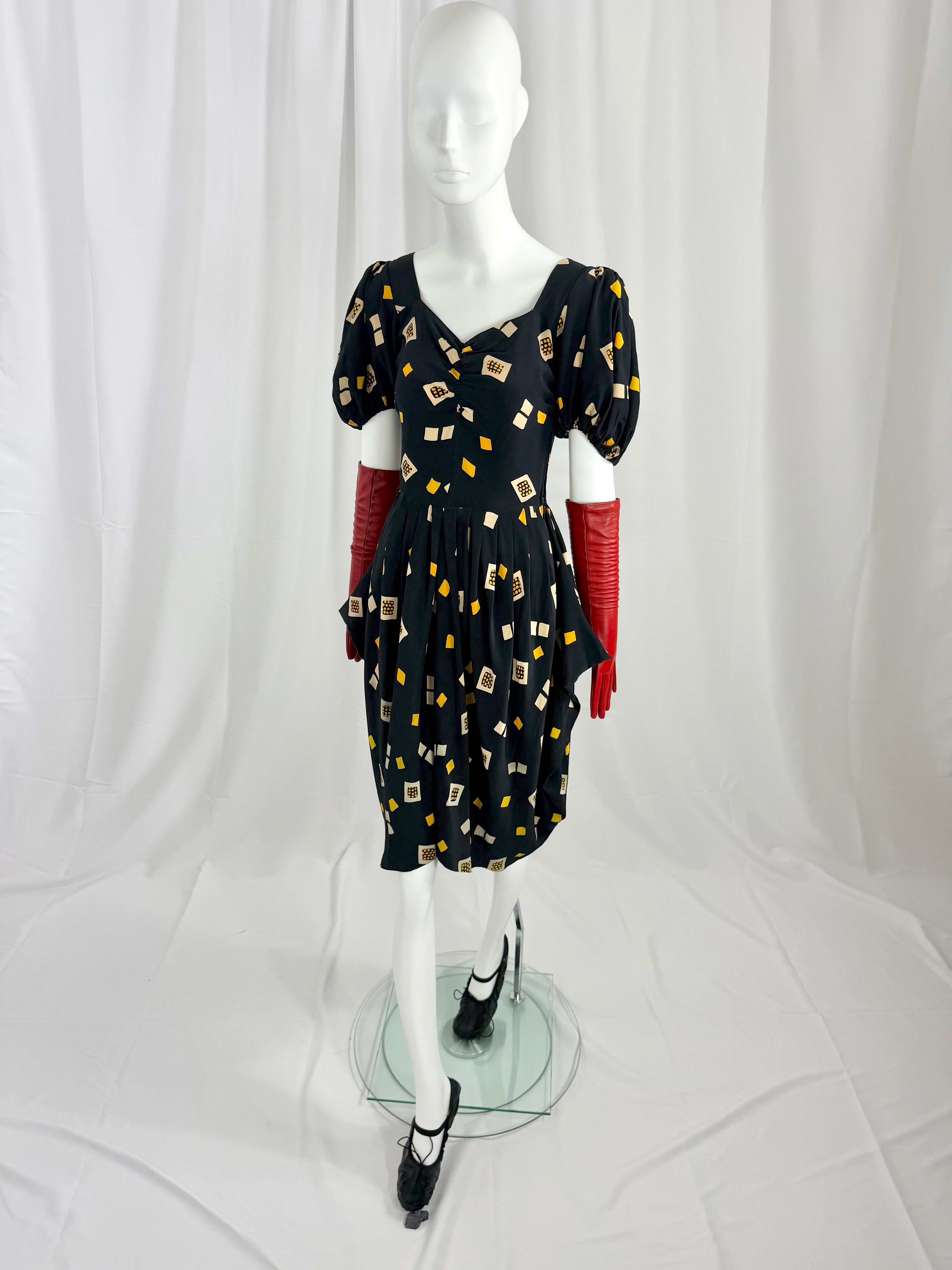 80's Silk Bubble Cut Dress