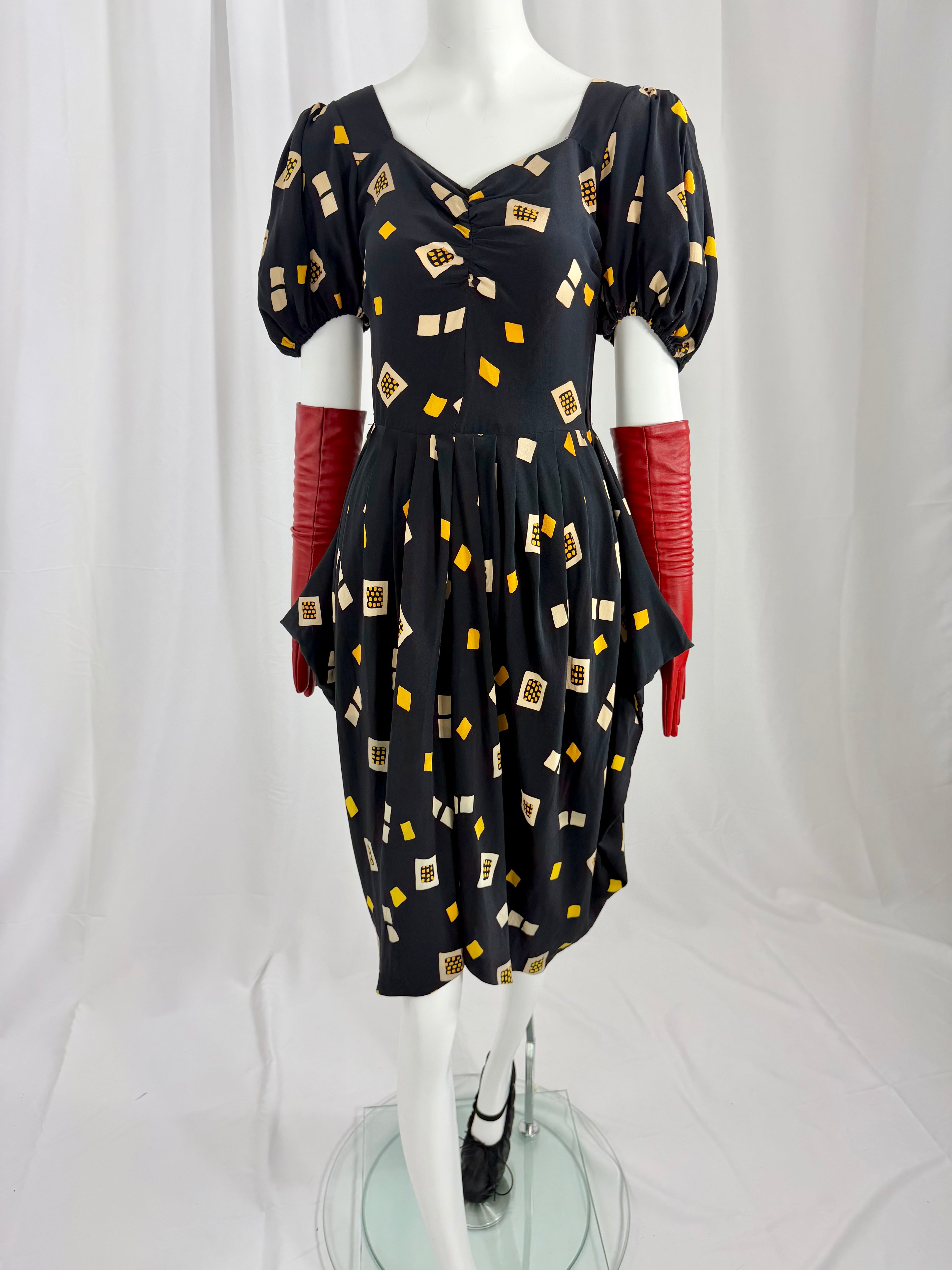 80's Silk Bubble Cut Dress