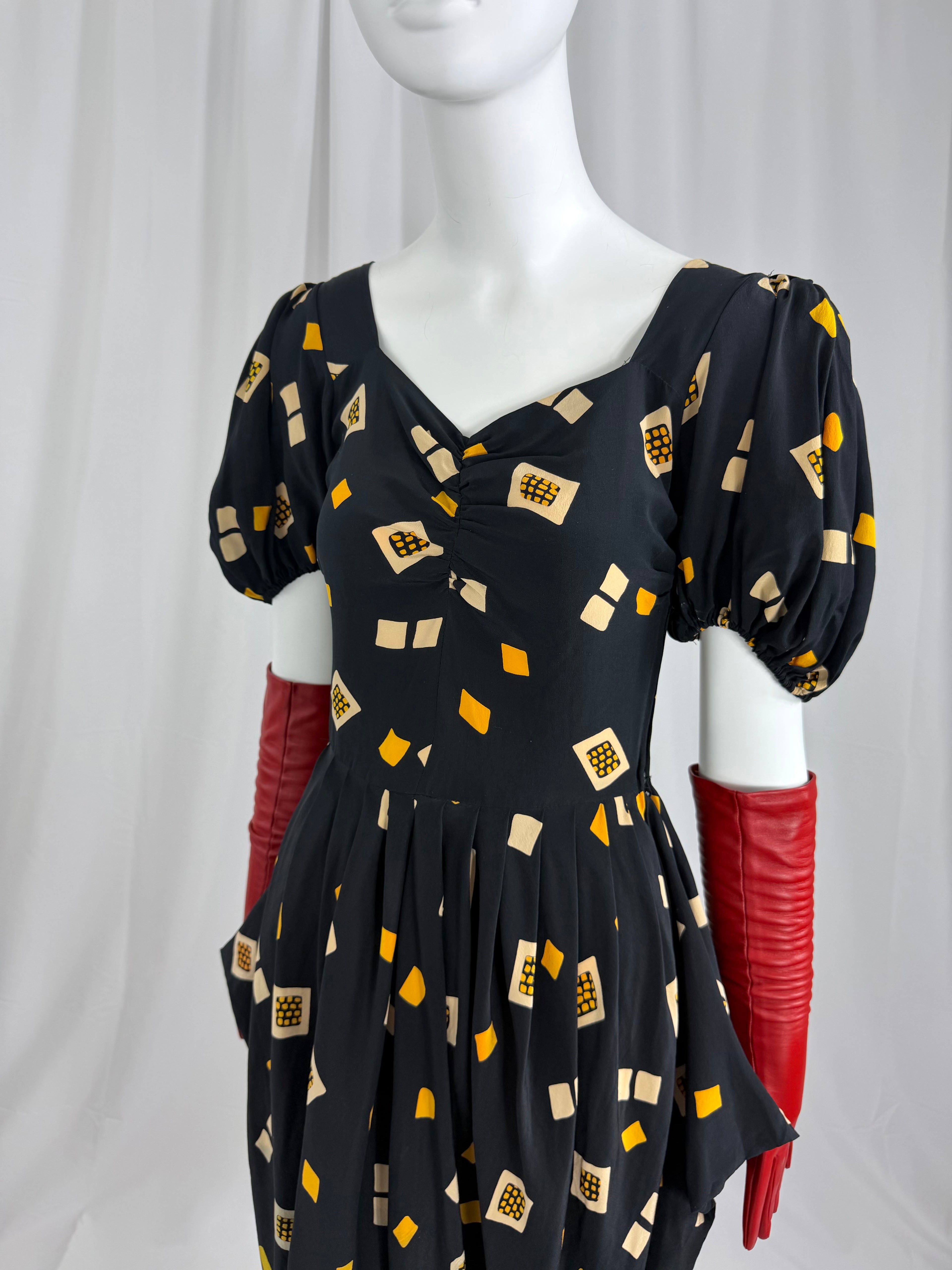 80's Silk Bubble Cut Dress