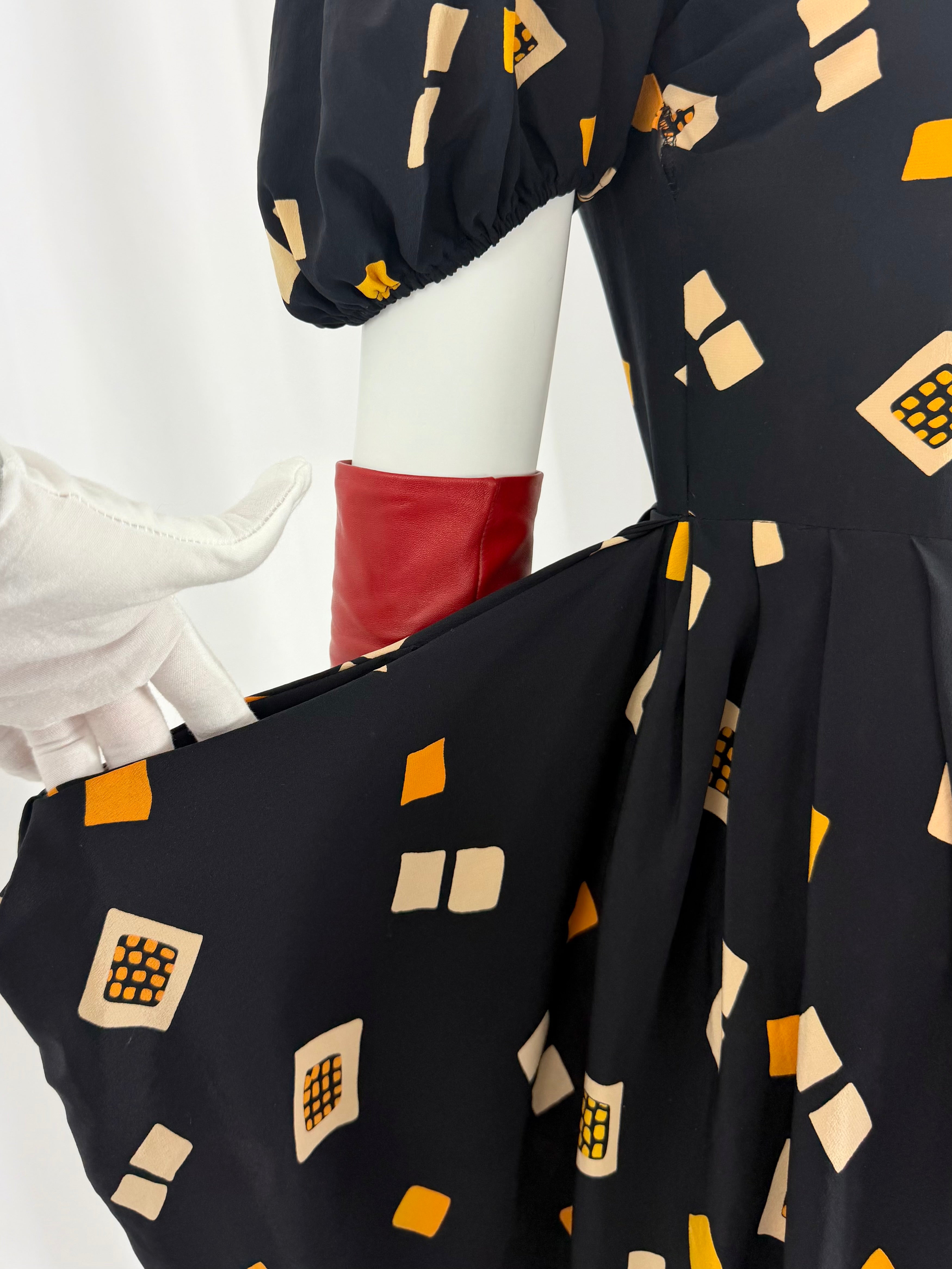 80's Silk Bubble Cut Dress