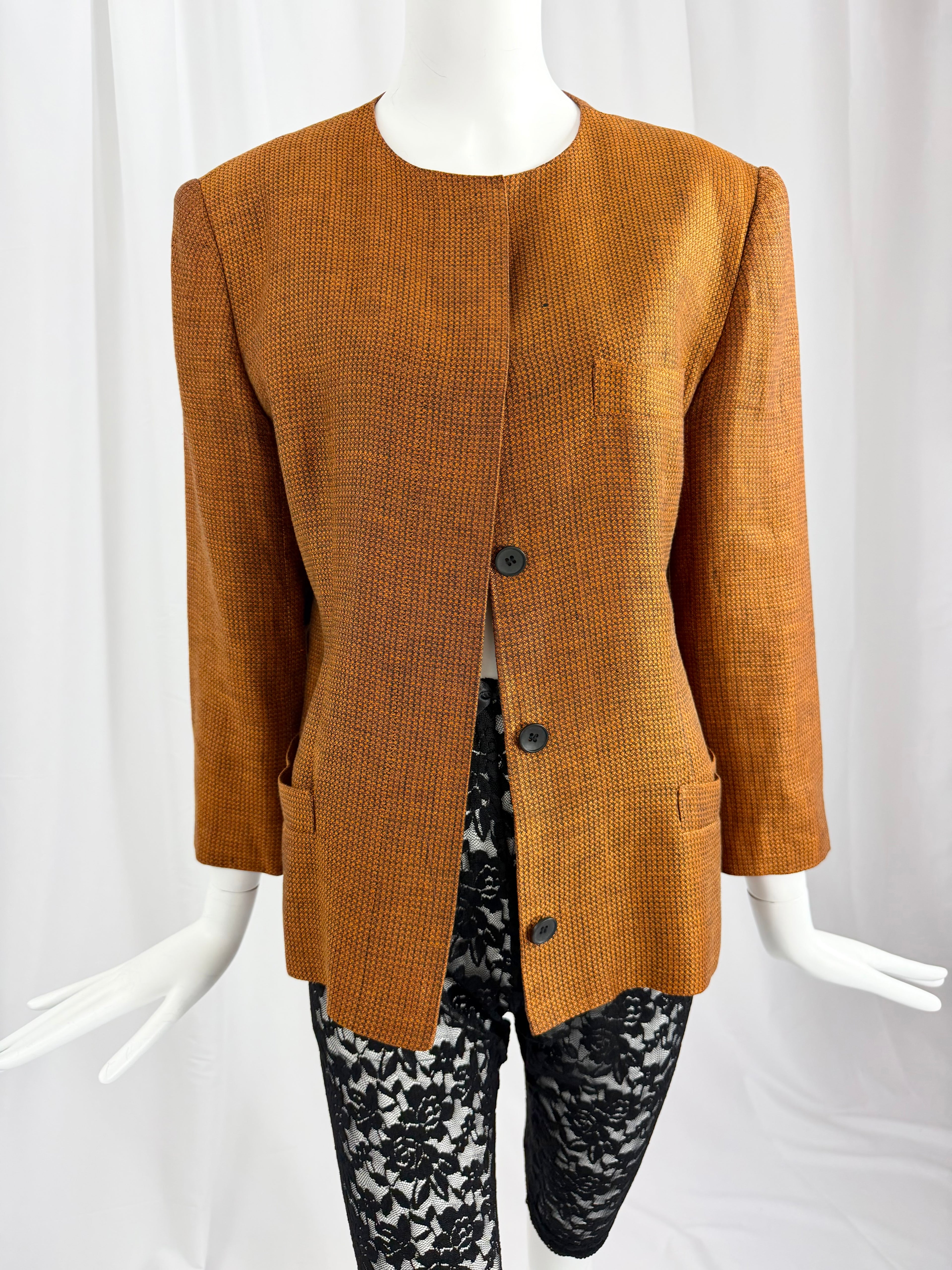 Late 80's/ Early 90's CALVIN KLEIN Collarless Blazer