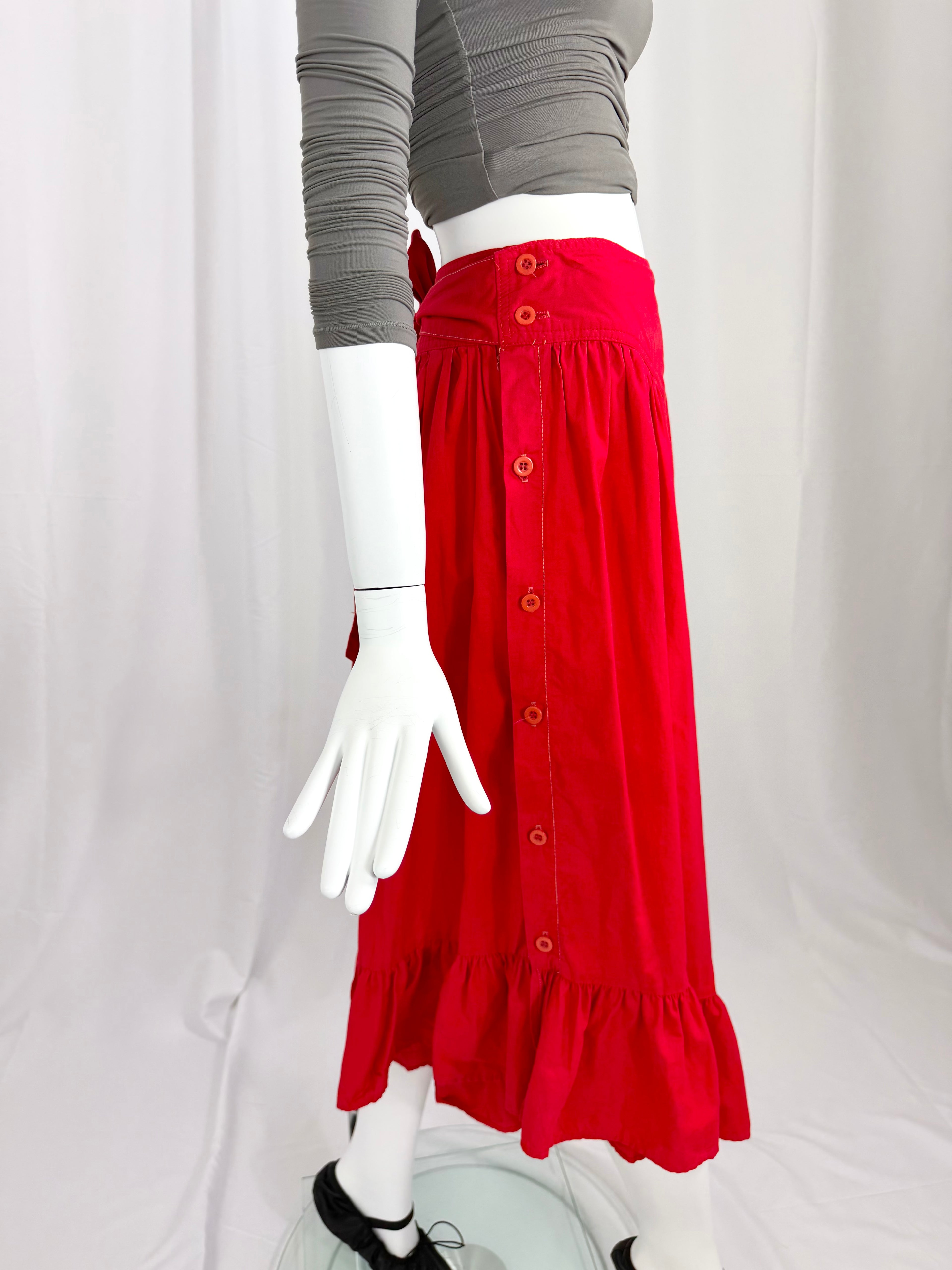 80's Red Ruffle Culottes