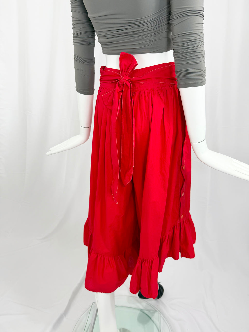 80's Red Ruffle Culottes