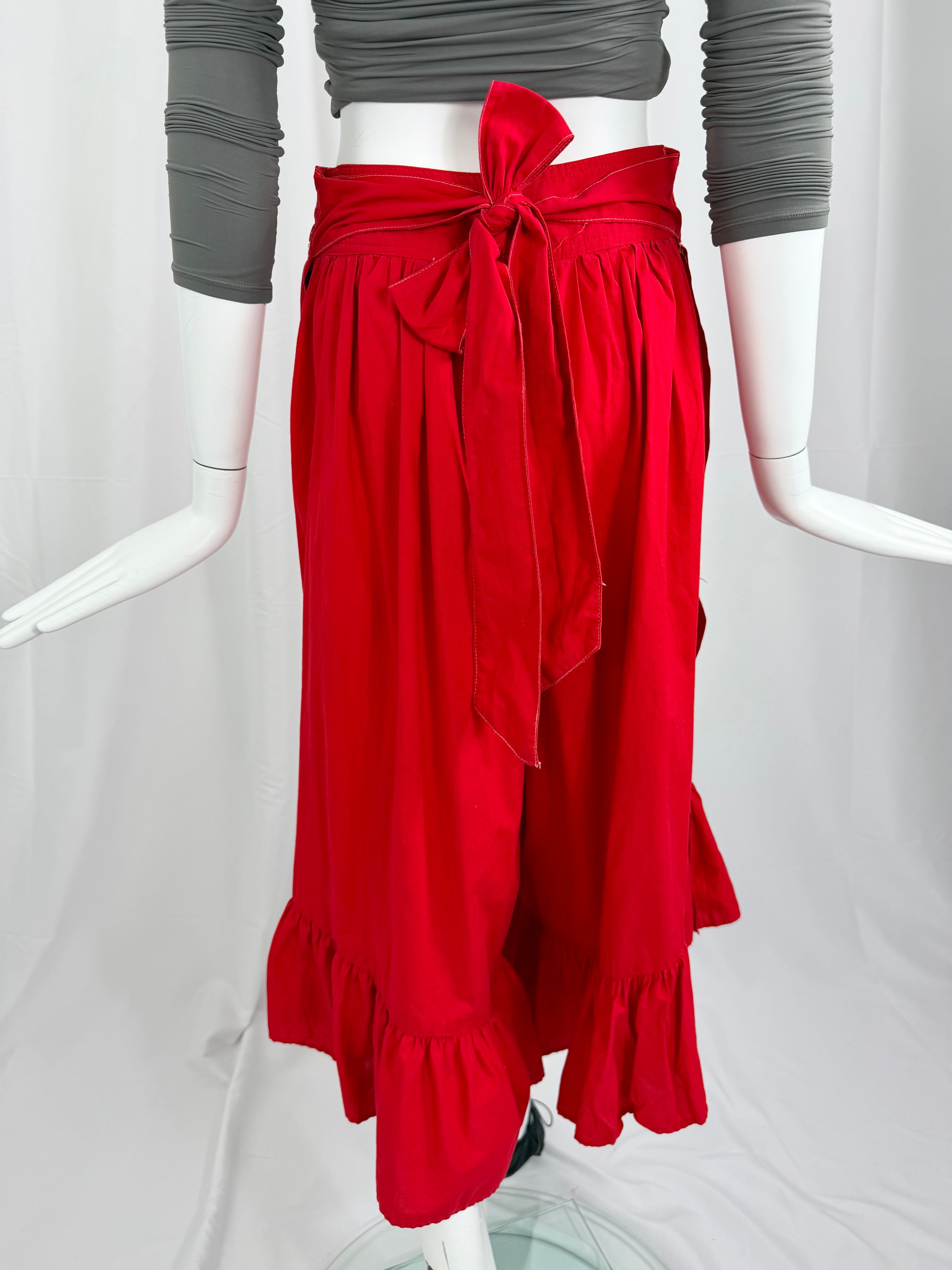 80's Red Ruffle Culottes