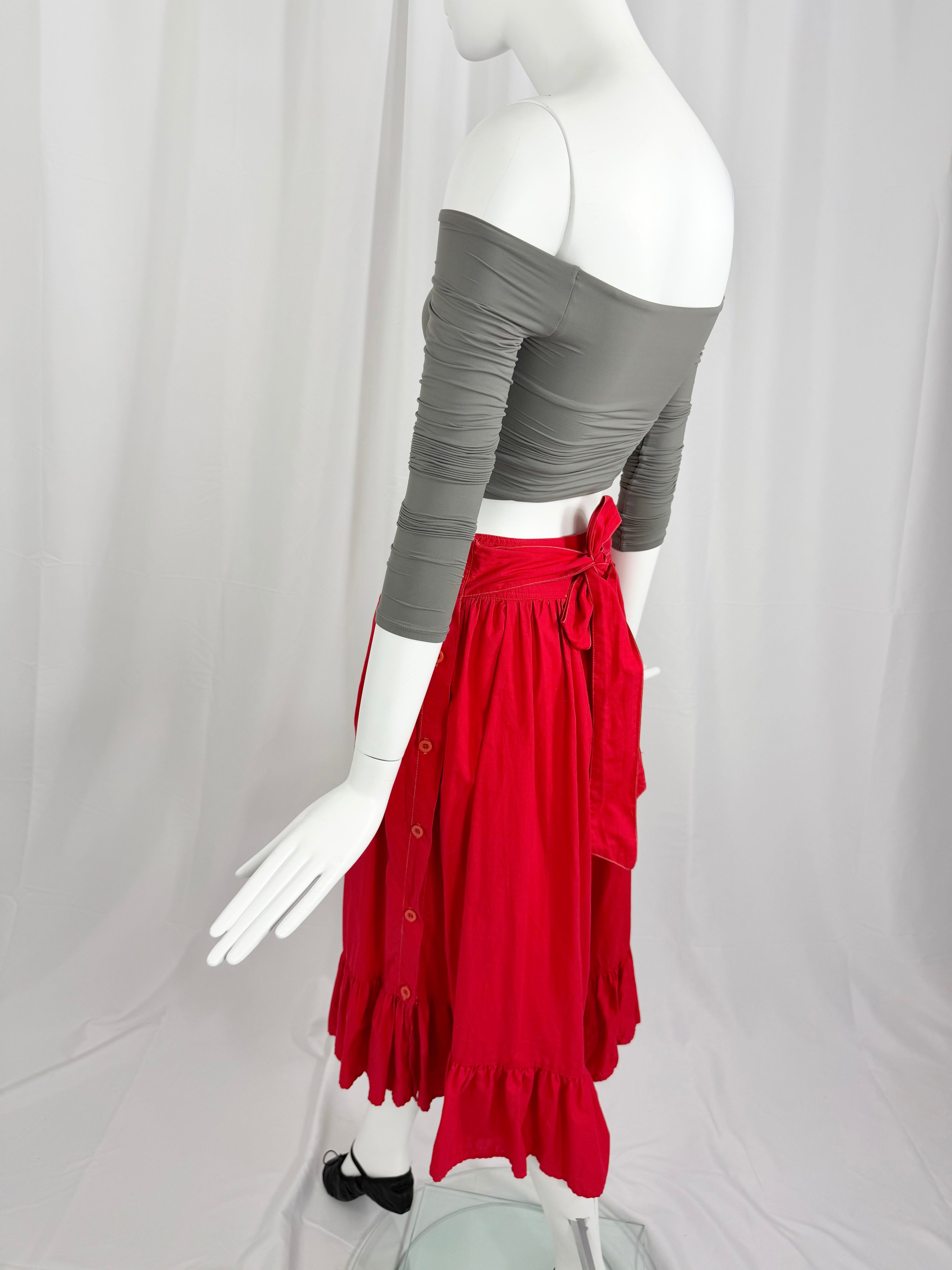 80's Red Ruffle Culottes