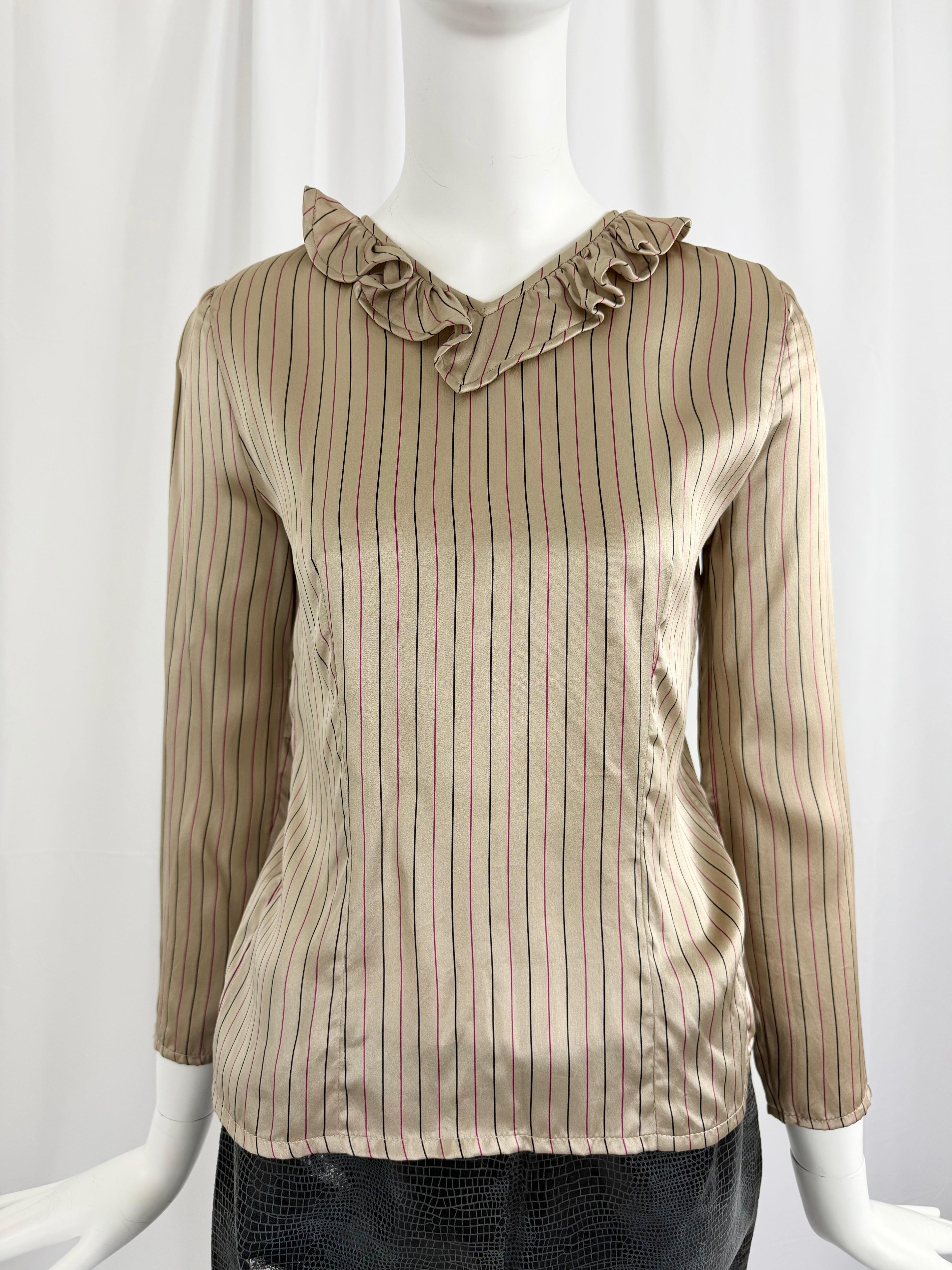 80's VALENTINO Striped Satin Blouse