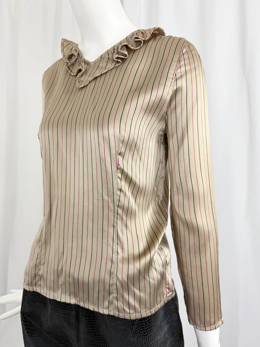 80's VALENTINO Striped Satin Blouse