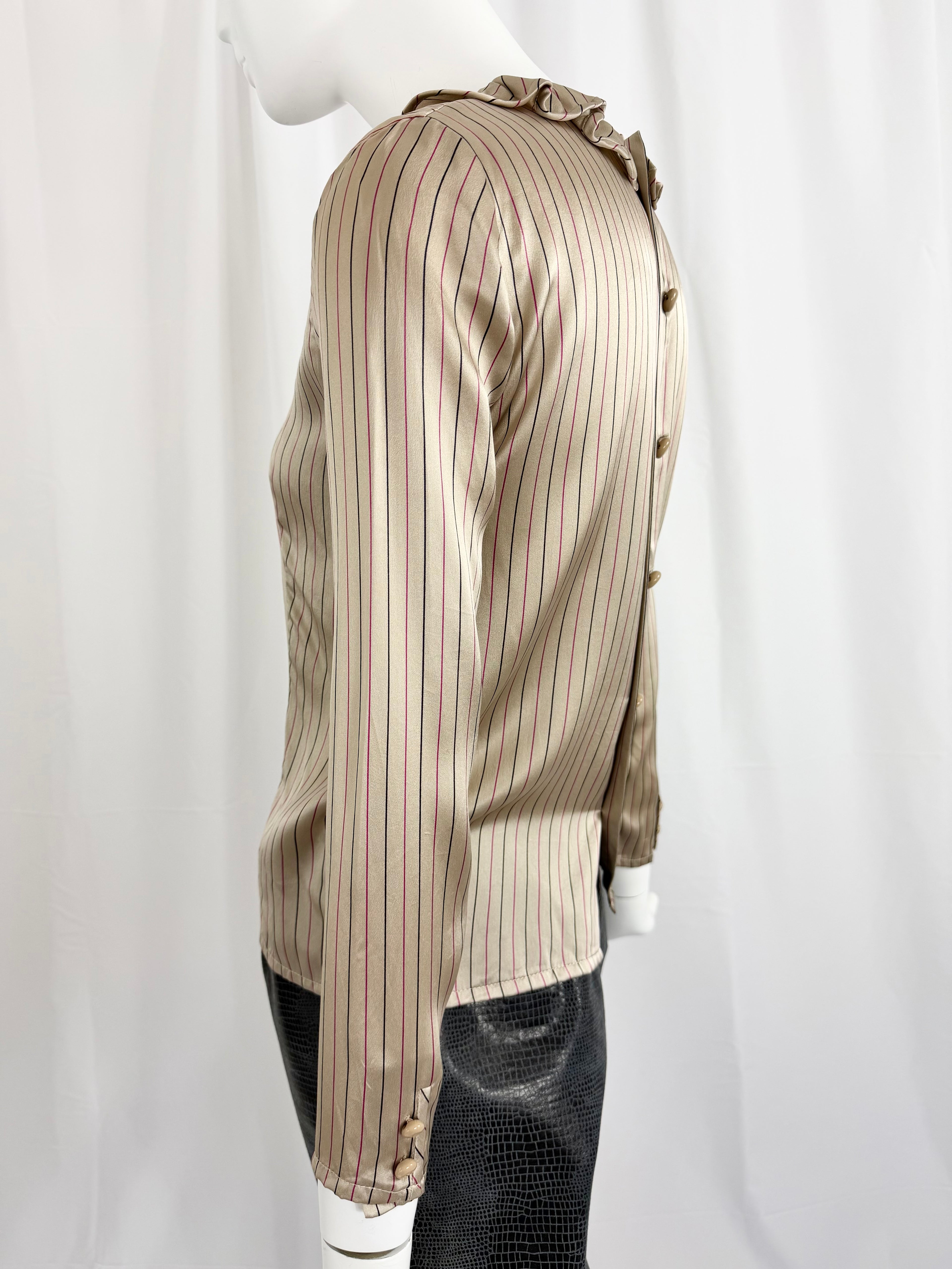 80's VALENTINO Striped Satin Blouse
