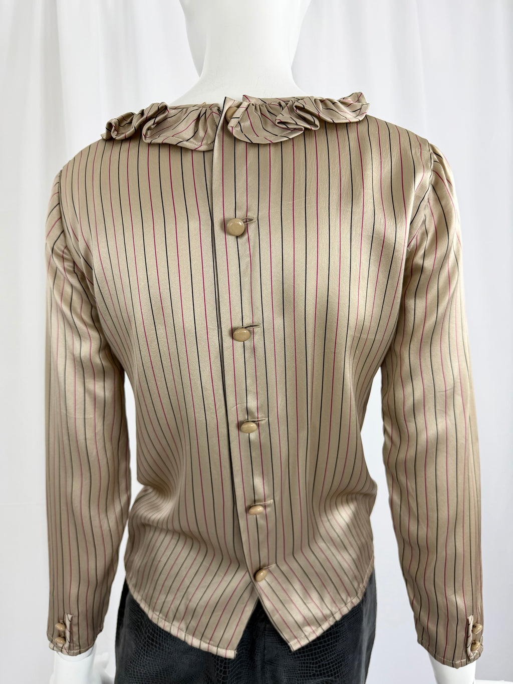 80's VALENTINO Striped Satin Blouse