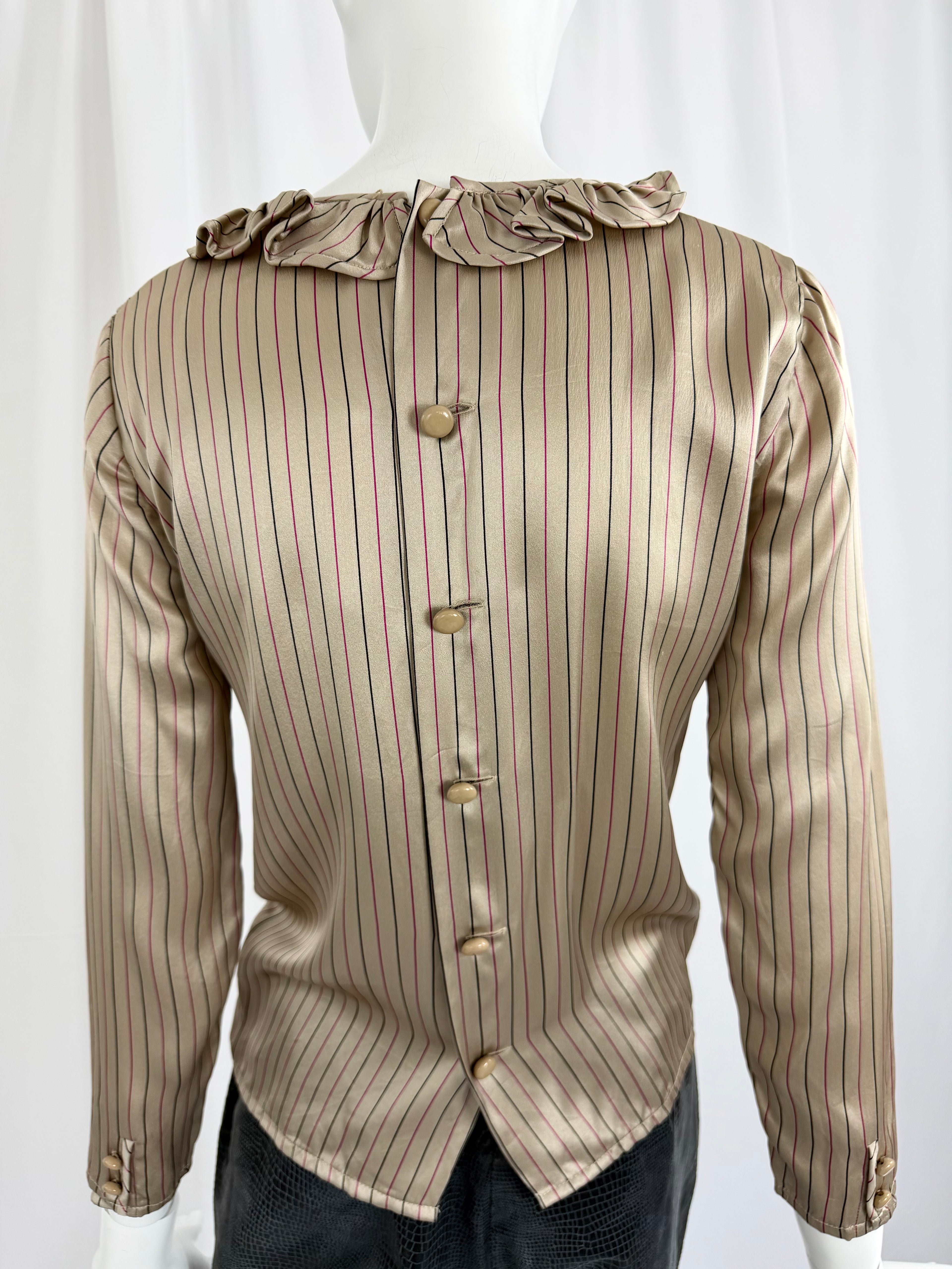 80's VALENTINO Striped Satin Blouse