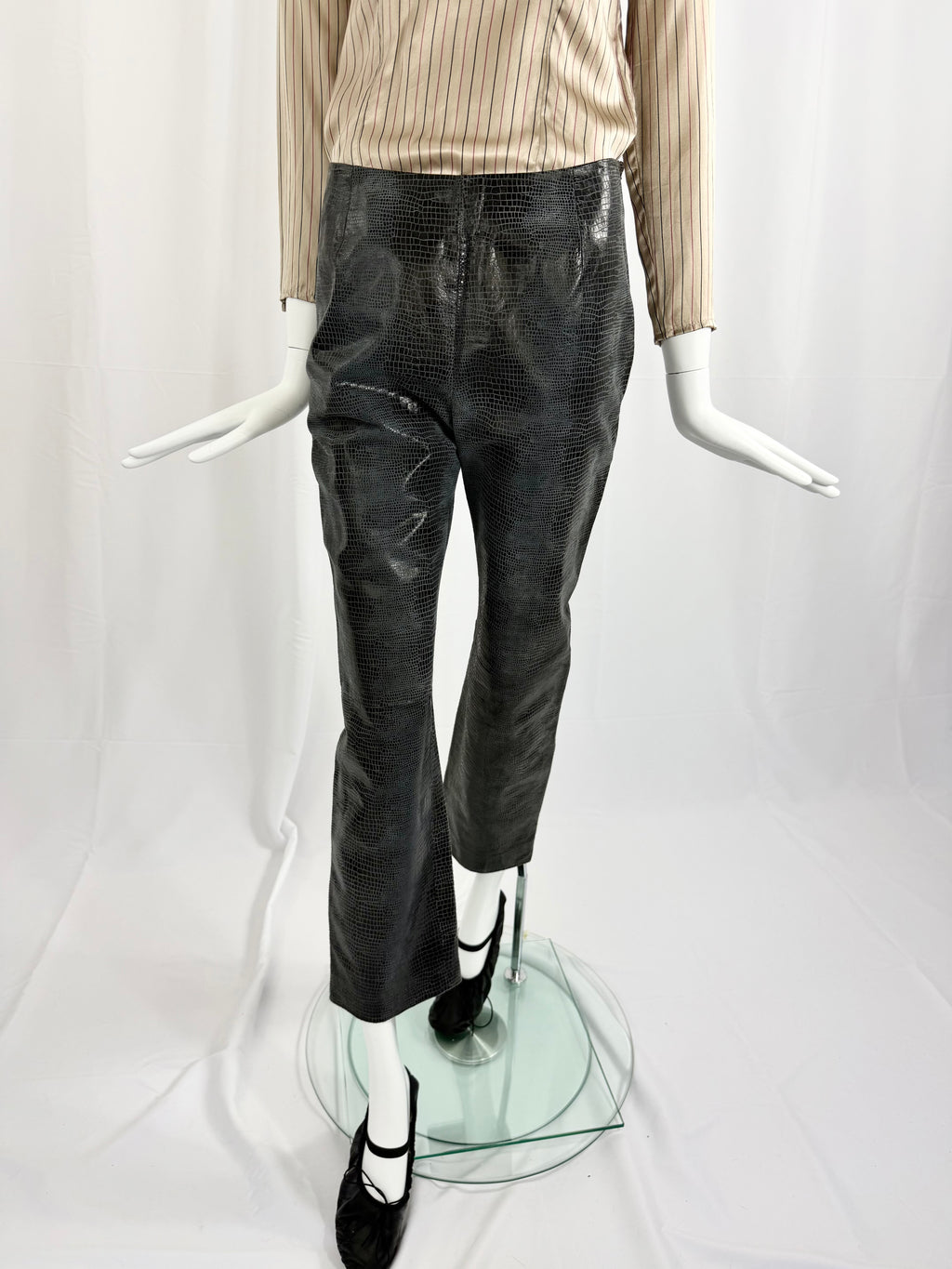 Reptile Embossed Leather Pants