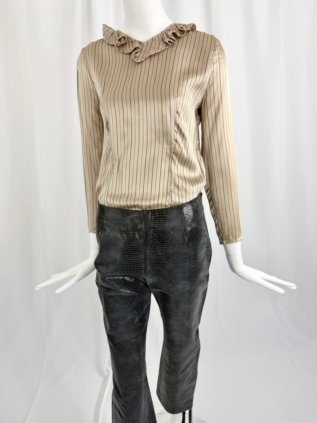 80's VALENTINO Striped Satin Blouse