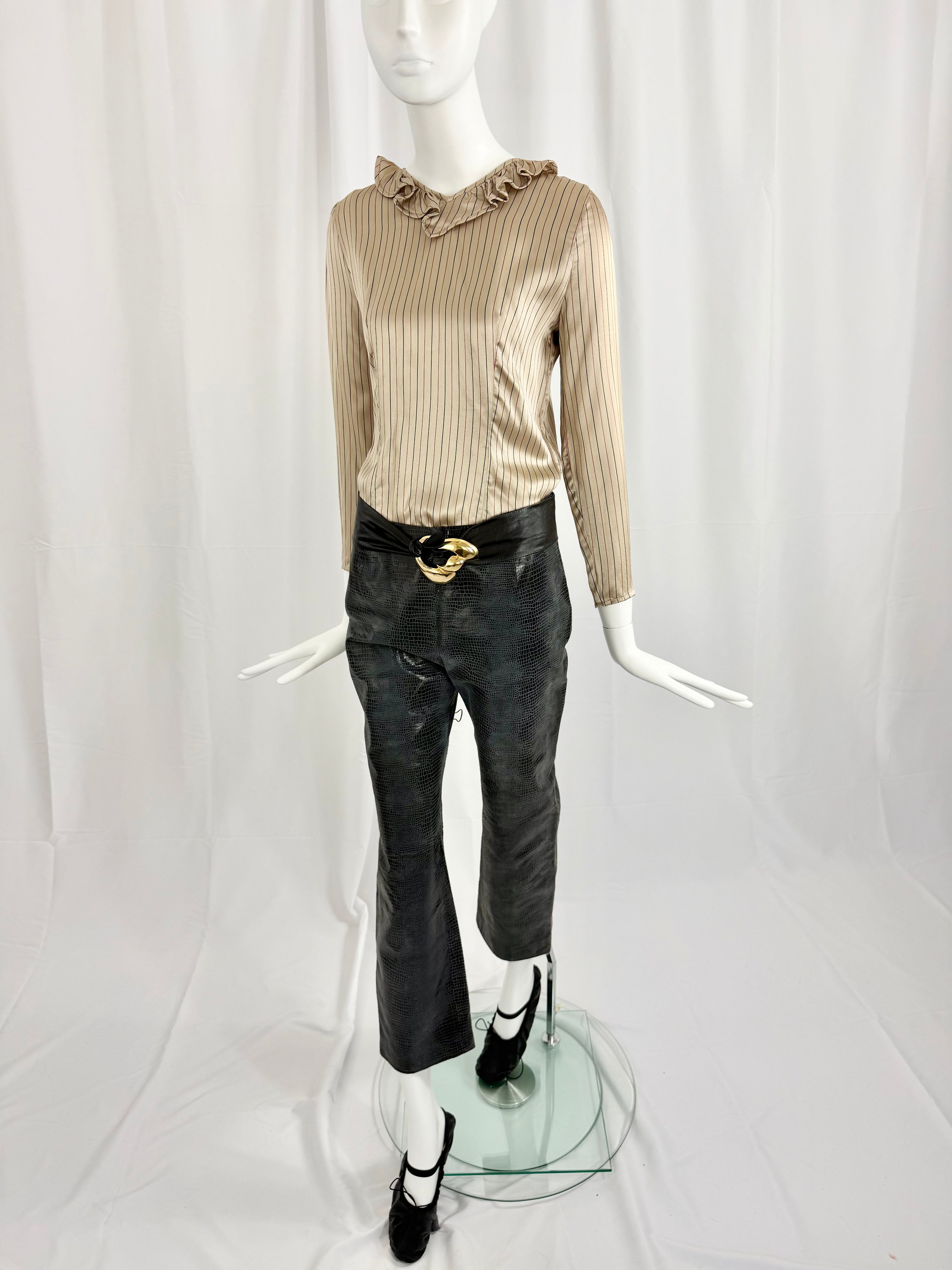 80's VALENTINO Striped Satin Blouse