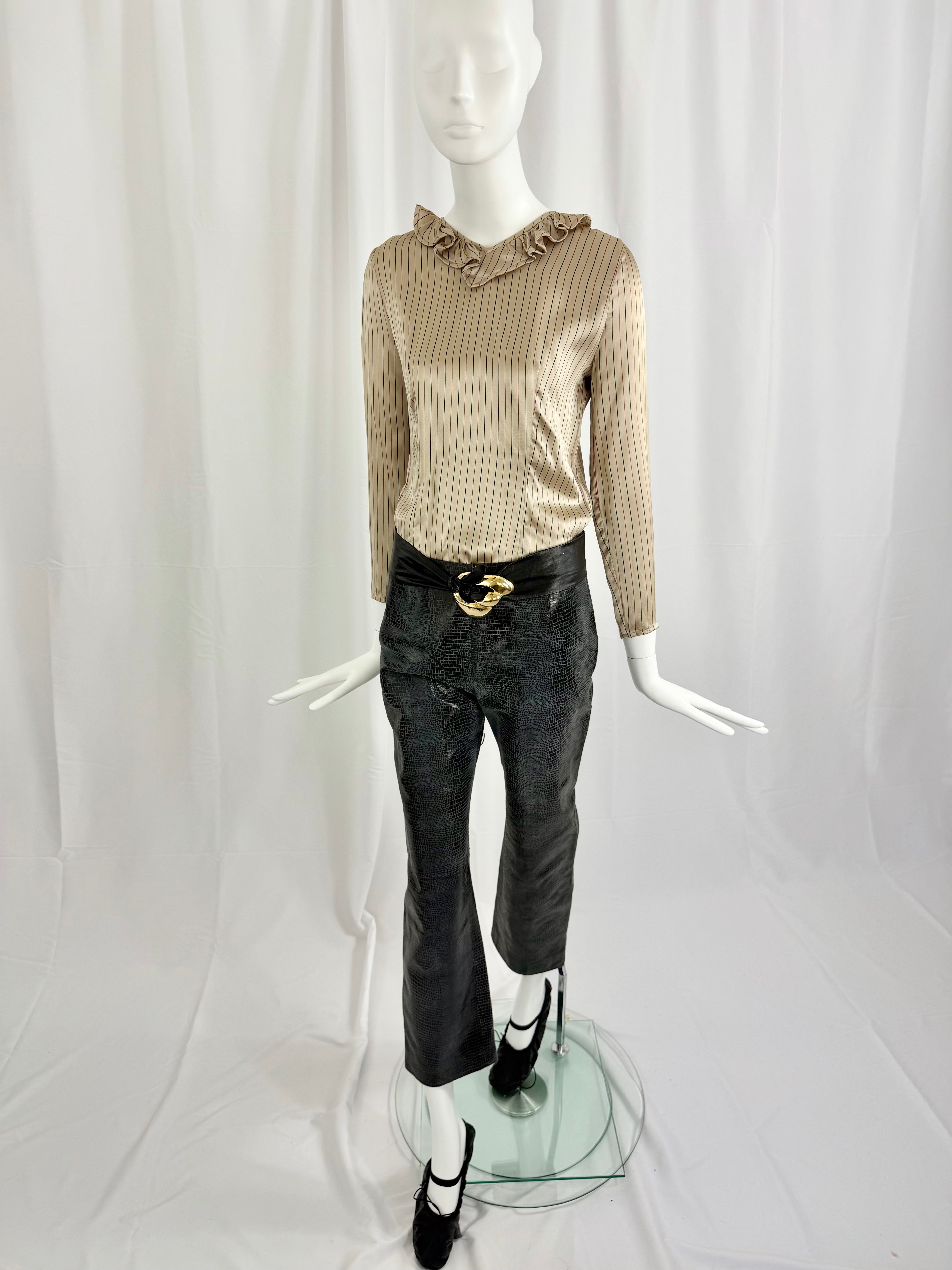 Reptile Embossed Leather Pants