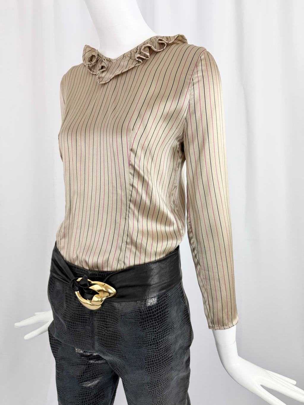 80's VALENTINO Striped Satin Blouse