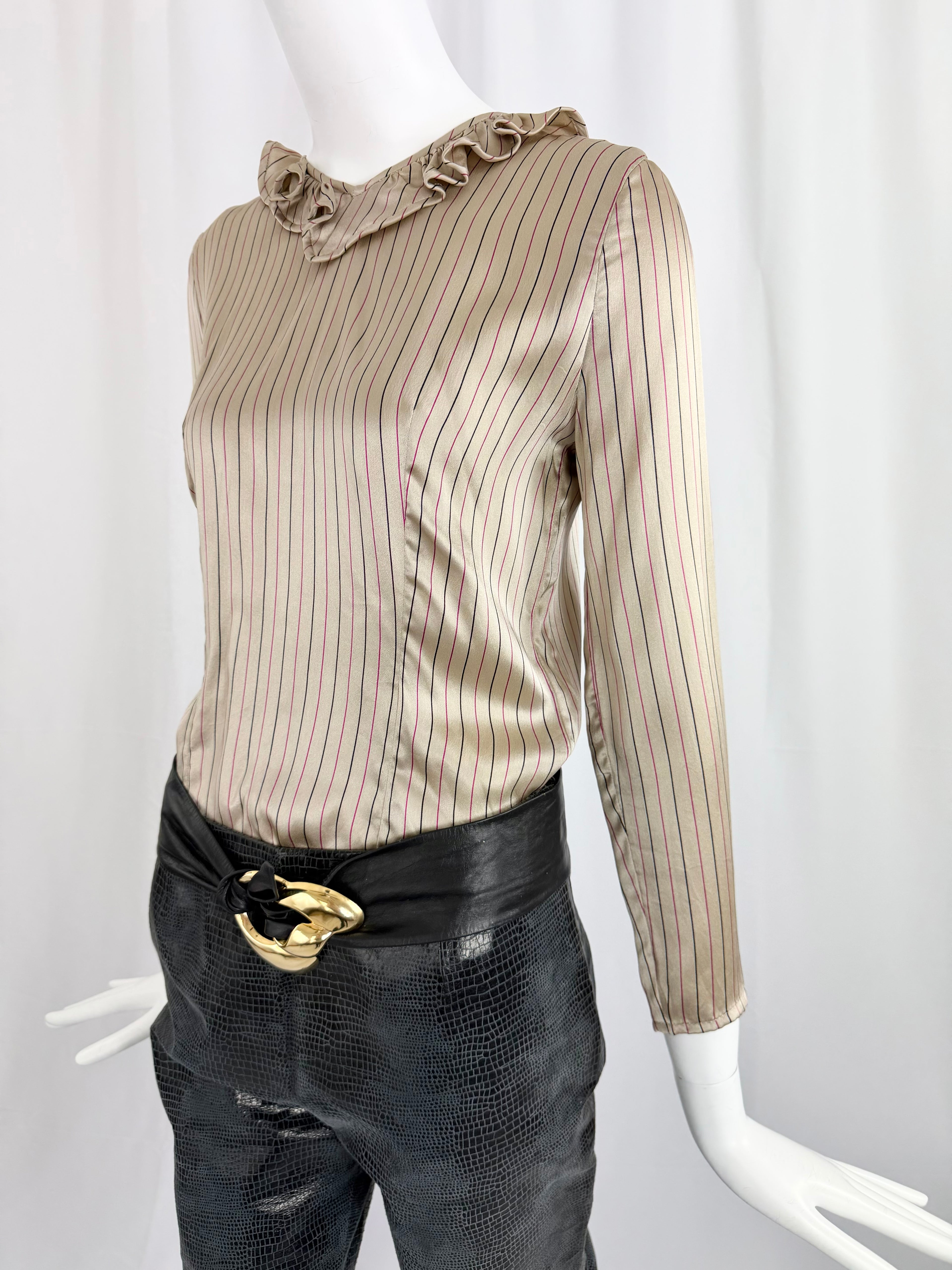80's VALENTINO Striped Satin Blouse