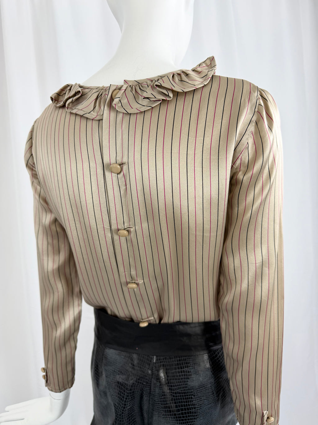 80's VALENTINO Striped Satin Blouse