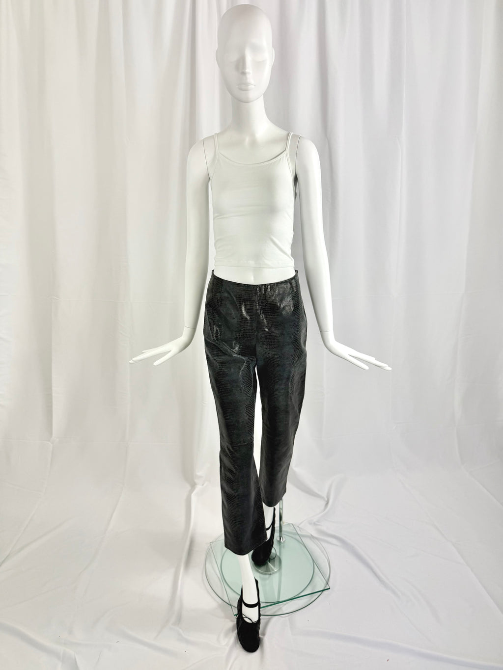 Reptile Embossed Leather Pants