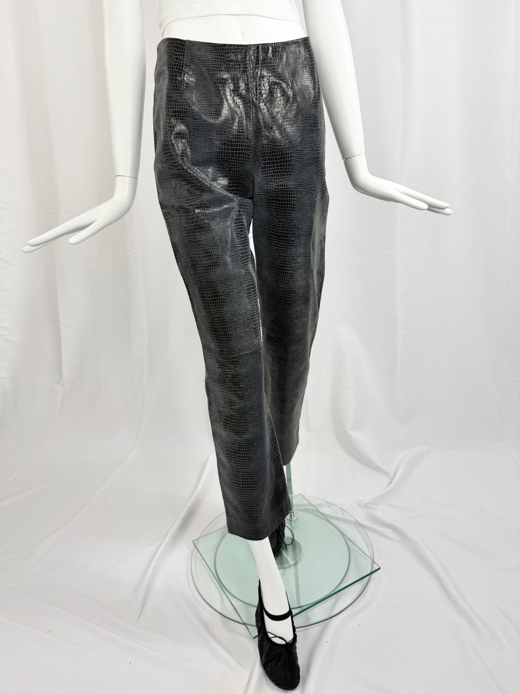 Reptile Embossed Leather Pants