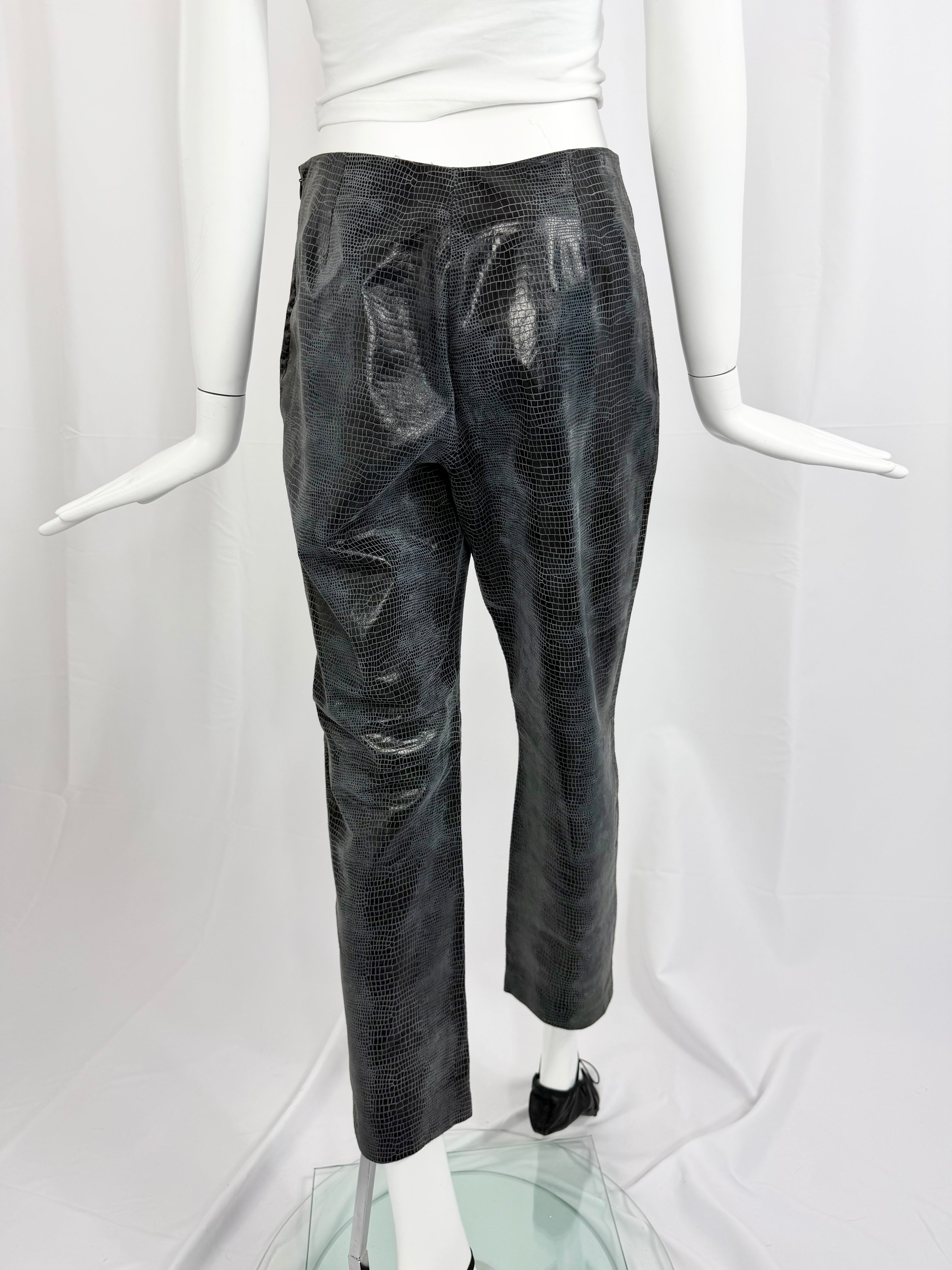 Reptile Embossed Leather Pants
